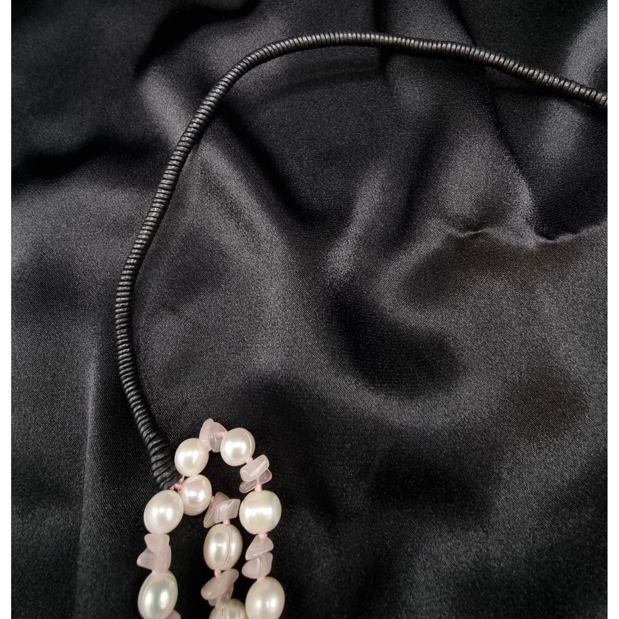 Vintage MLD Signed Freshwater Pearl & Rose Quartz Triple Strand Neck Size ONE SIZE - 5 Thumbnail