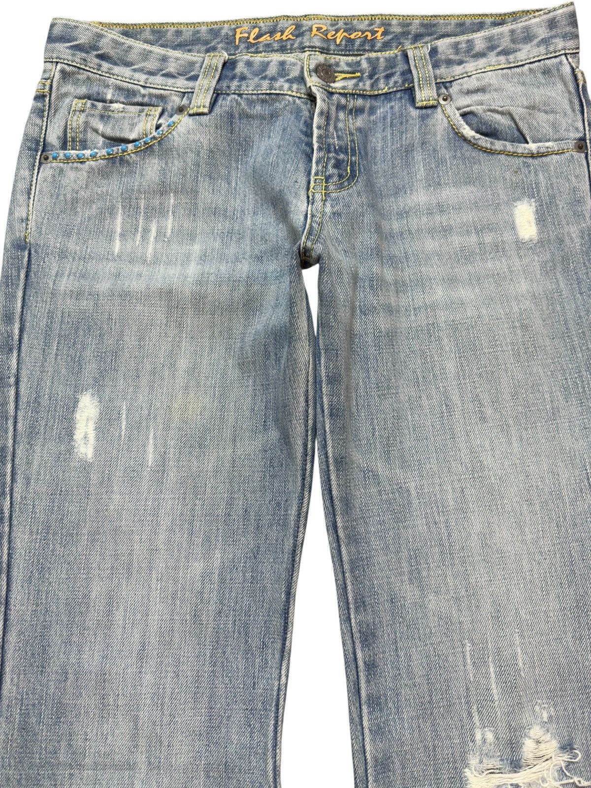 Tornado Mart Vintage Flash Report Flare Faded Distressed Denim Size US 33 - 2 Thumbnail
