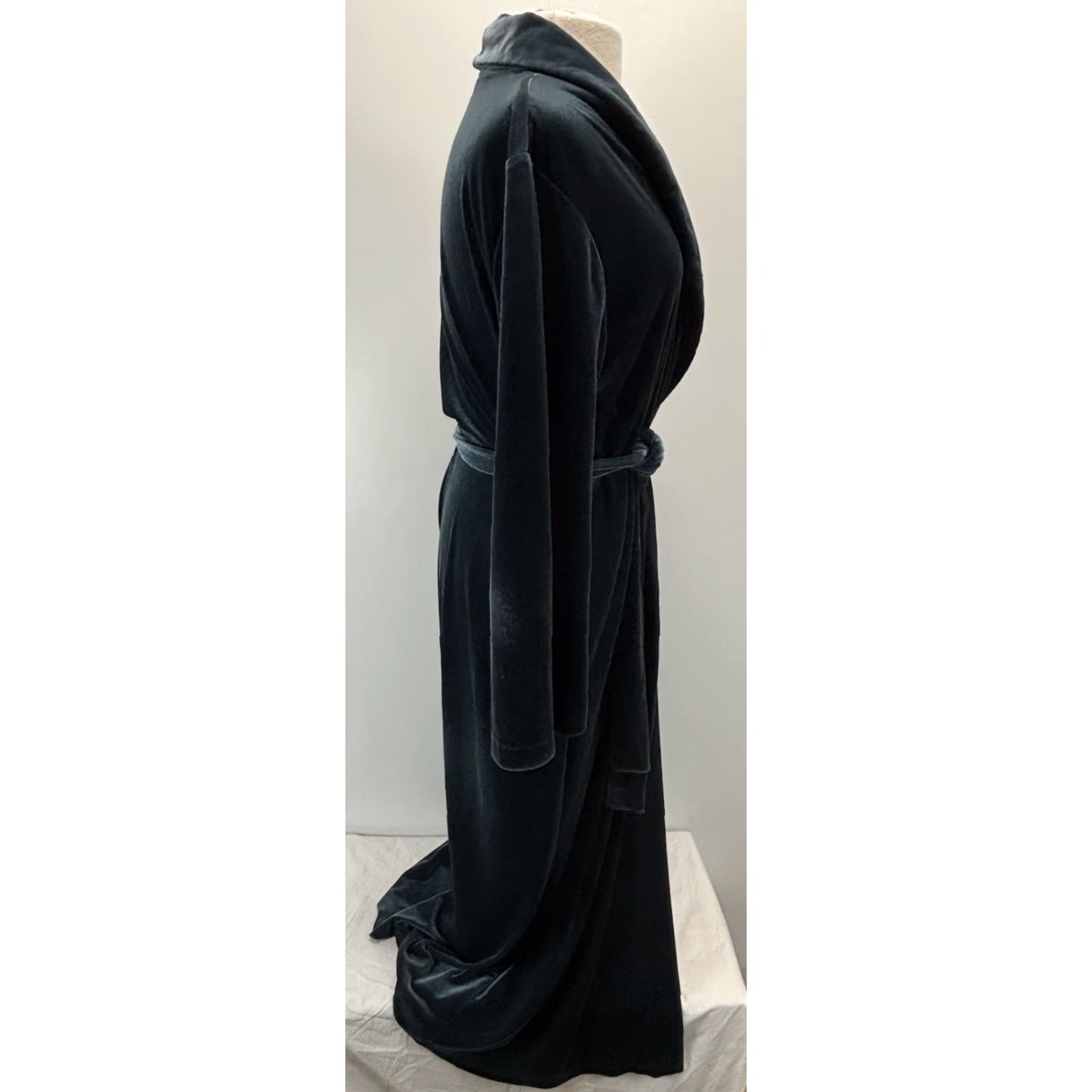 Vintage VINTAGE Diamond Tea Velour Robe Women’s Medium Lounge 1980s Canada Union Made Teal Green Size ONE SIZE - 4 Thumbnail