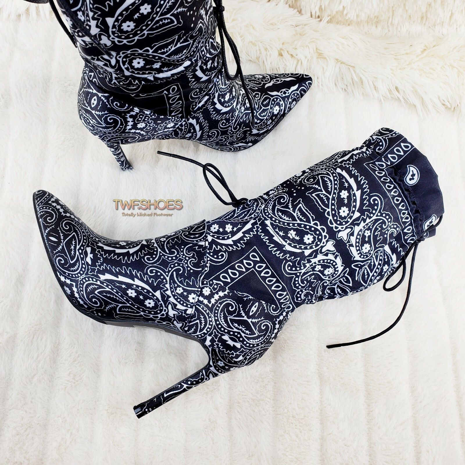 Other Bandanna Madness Drawstring 4" Stiletto High Heel Mid Calf B Size US 8 / IT 38 - 3 Thumbnail