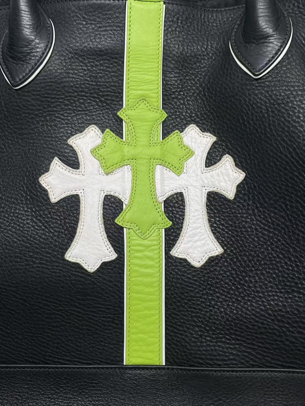 Chrome Hearts Chrome Hearts White&Green Cemetery Cross Leather Tote Bag Size ONE SIZE - 5 Thumbnail