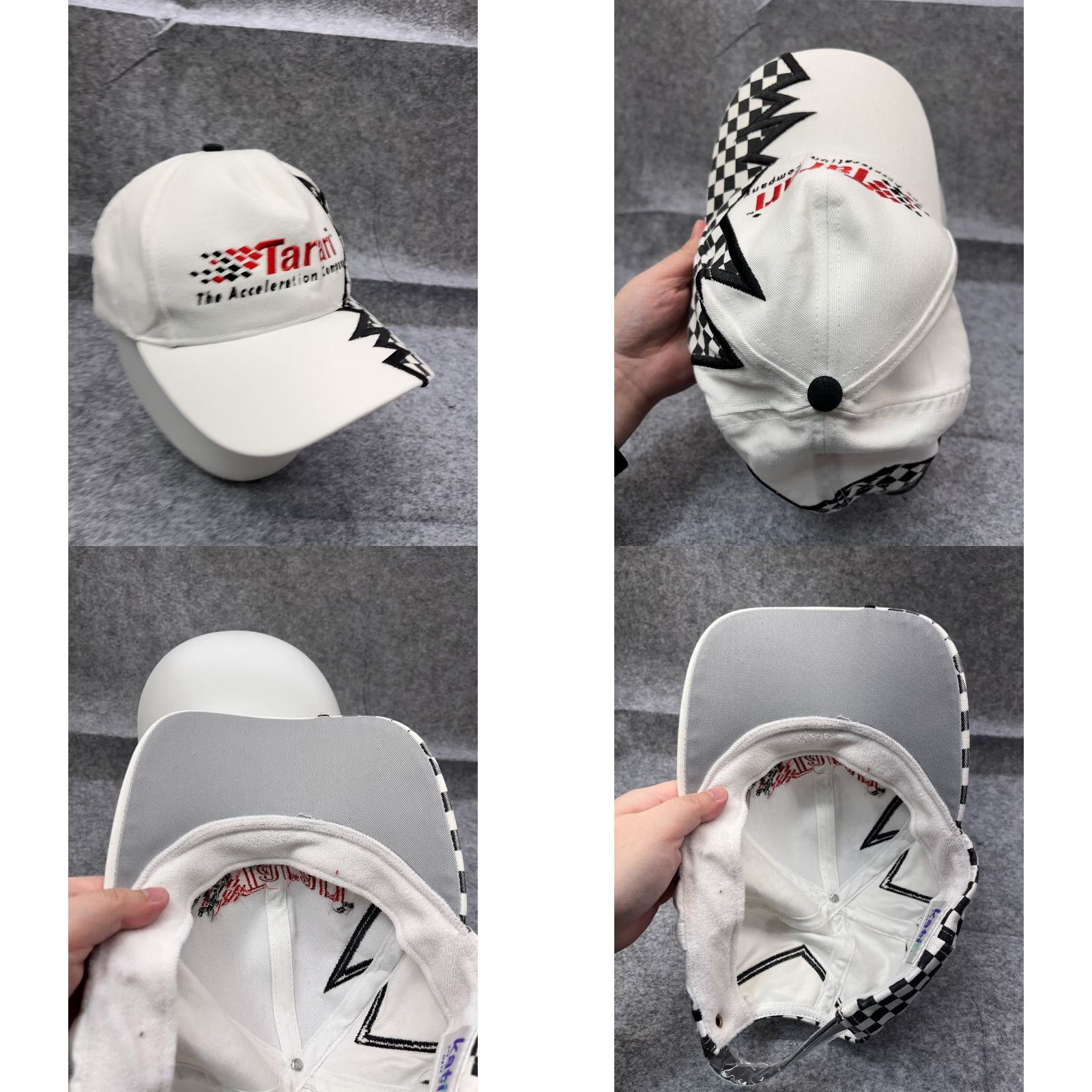 Katin Kati Tarari Acceleration Company Hat Cap Strap Back Adult One Size White Check Cotton Baseball Cap Mens Hat Cap One Size White Check Cotton Size ONE SIZE - 8 Thumbnail