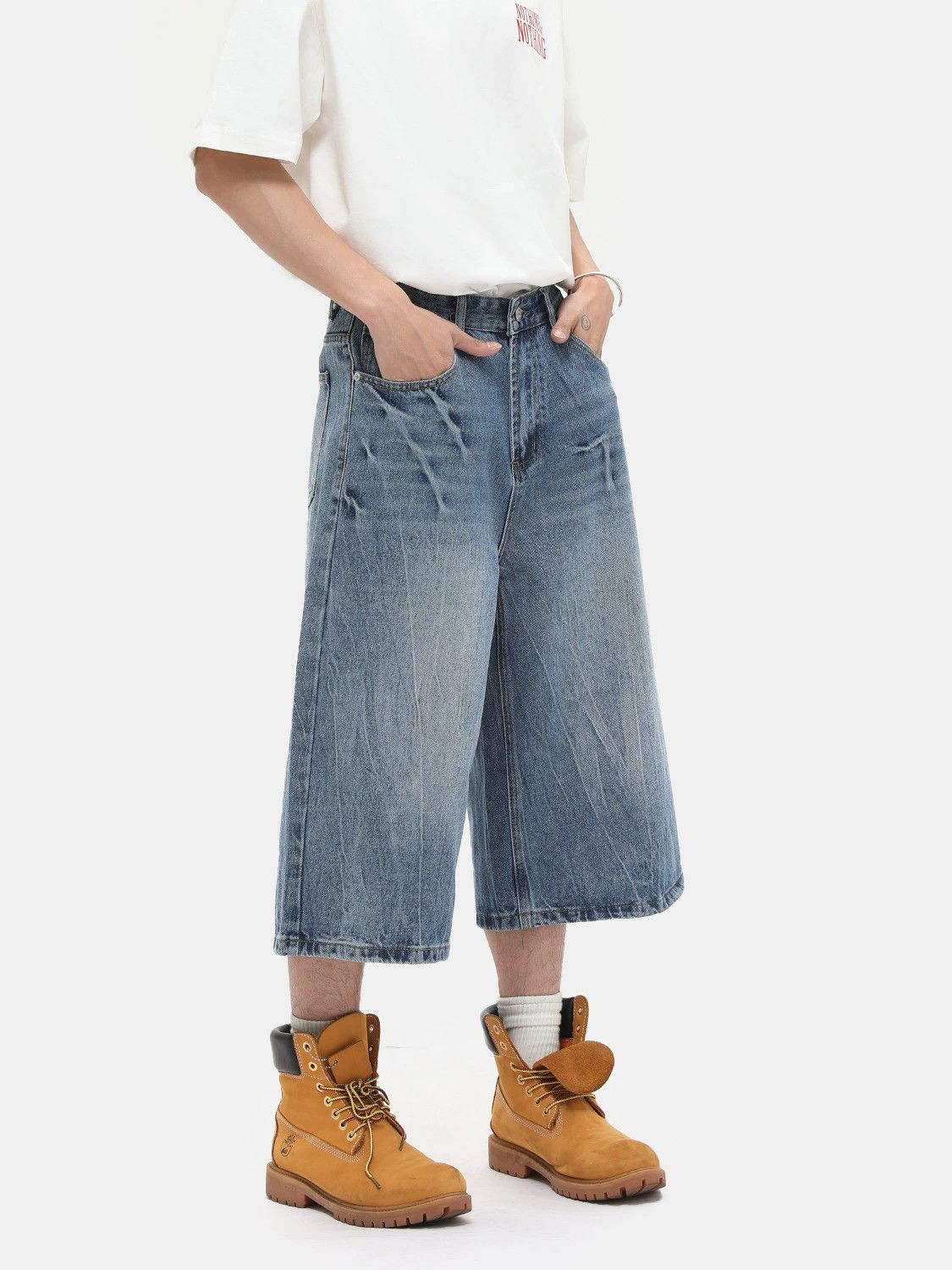 Japanese Brand × Jean American washed lightning loose straight denim shorts Size US 32 / EU 48 - 3 Thumbnail