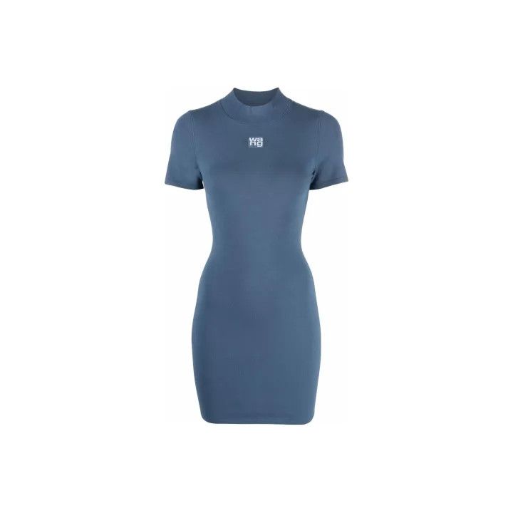 Alexander Wang Alexander Wang Blue Logo Short Sleeve Dress 0079 Size XS / US 0-2 / IT 36-38 - 1 Thumbnail
