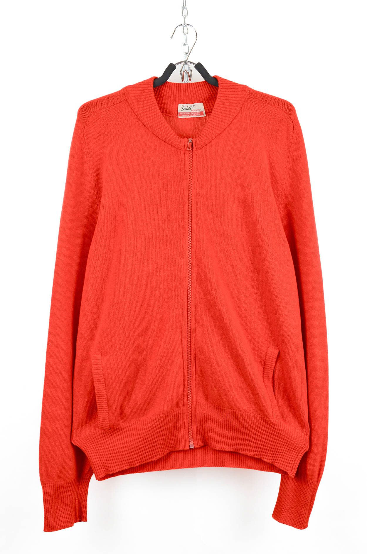 Fedeli Fedeli Red Cashmere Zip-Up Cardigan - Size IT50 Size US M / EU 48-50 / 2 - 1 Thumbnail