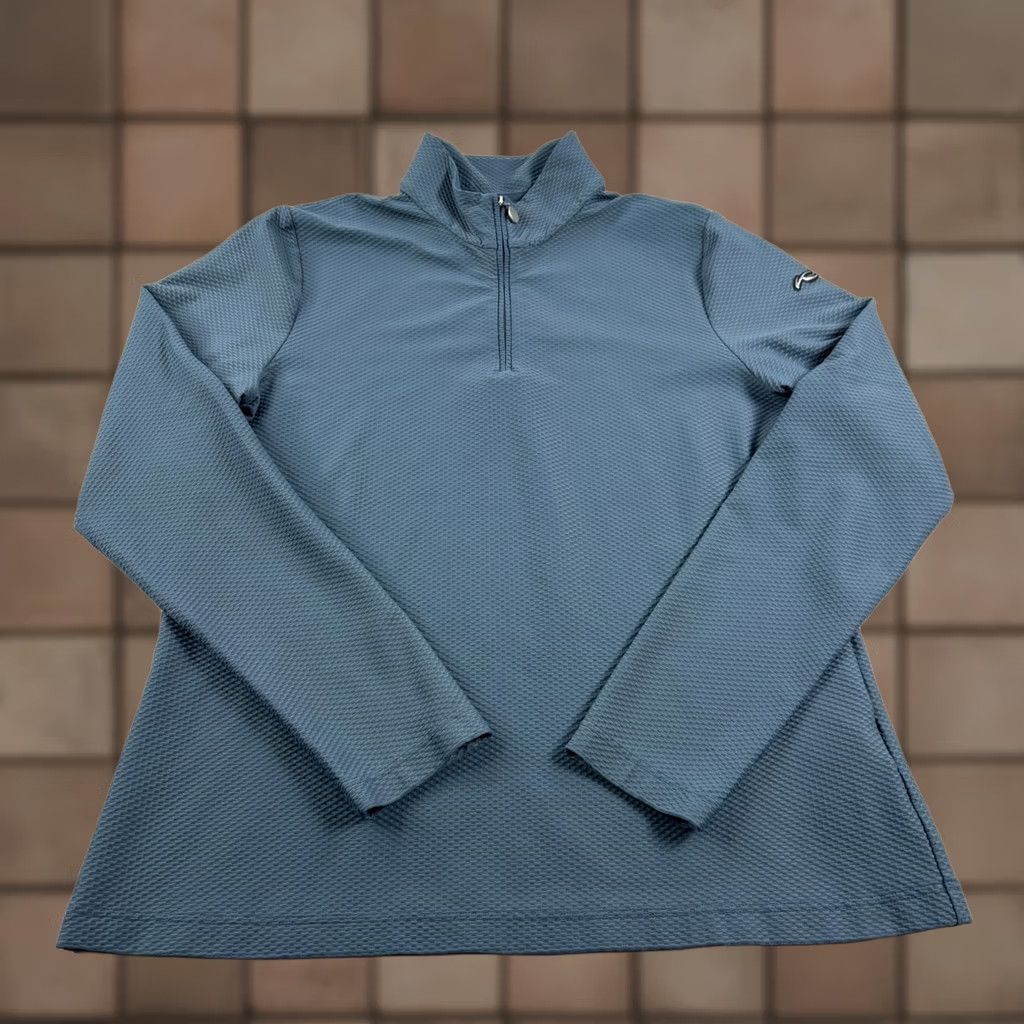 KJUS Kjus Shirt Womens XL Blue Golf Pullover Seoul 1/2 Zip Mock Neck Activewear Casual Pullover Logo Zipper Performance Golf Womens XL Blue Size XL / US 12-14 / IT 48-50 - 1 Thumbnail