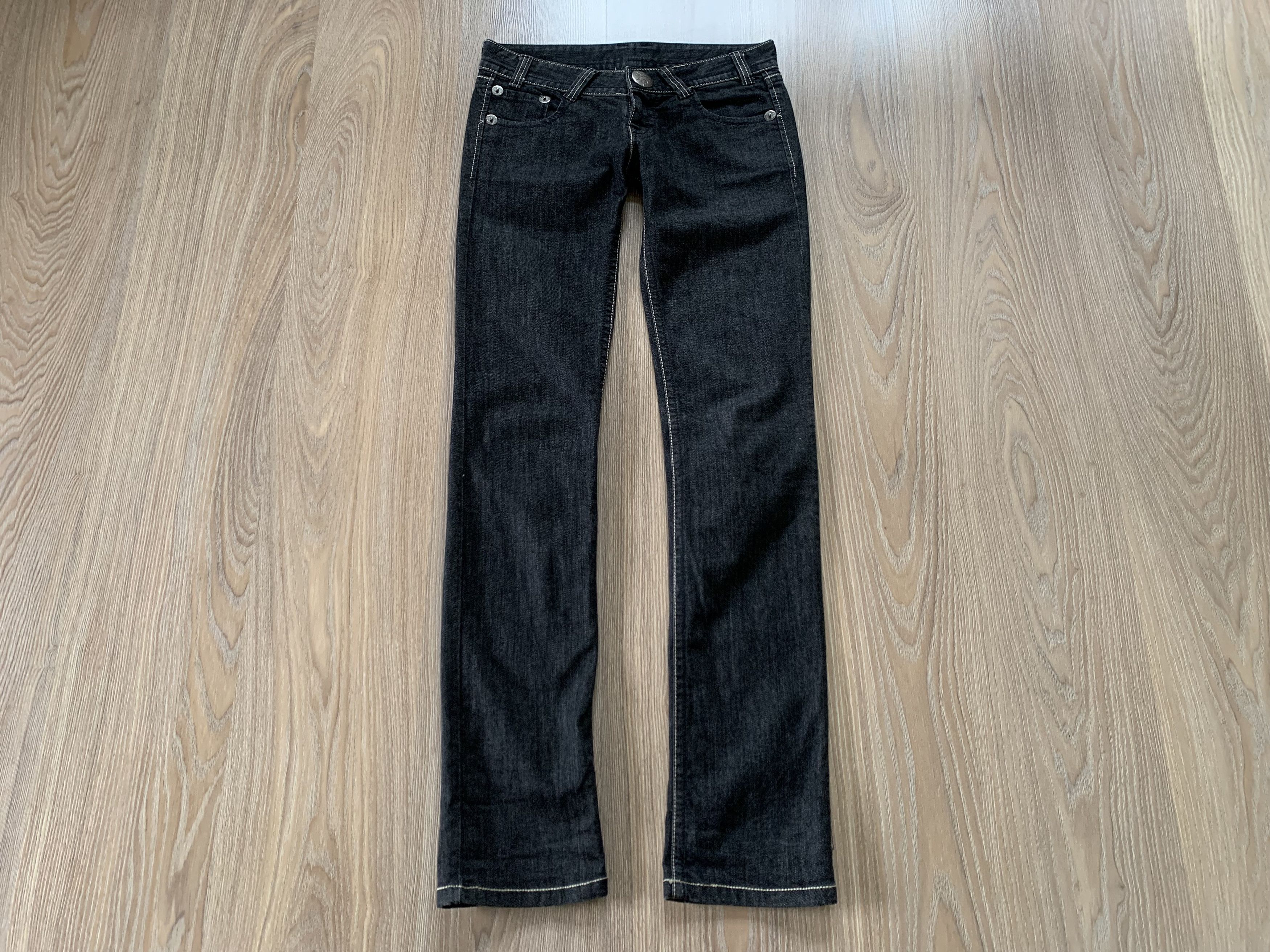 Designer Paula Thomas Straight Slim Black Jeans Size 26" / US 2 / IT 38 - 2 Thumbnail