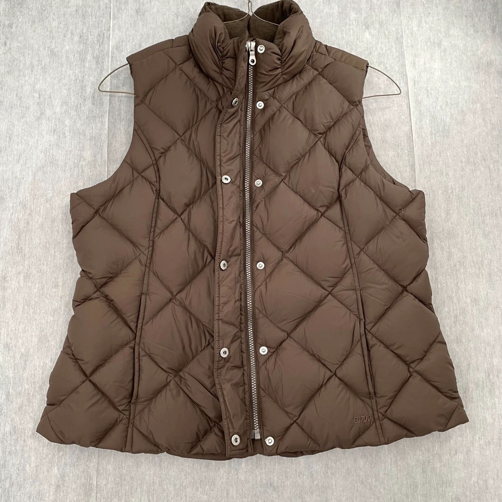 Eddie Bauer Eddie Bauer Jacket Vest Womens XL 700 Fill Power Quilted Goose Down Coat Ladies Brown Nylon Softshell Zip Front Quilted Down Jacket Womens XL Brown Size XL / US 12-14 / IT 48-50 - 3 Thumbnail