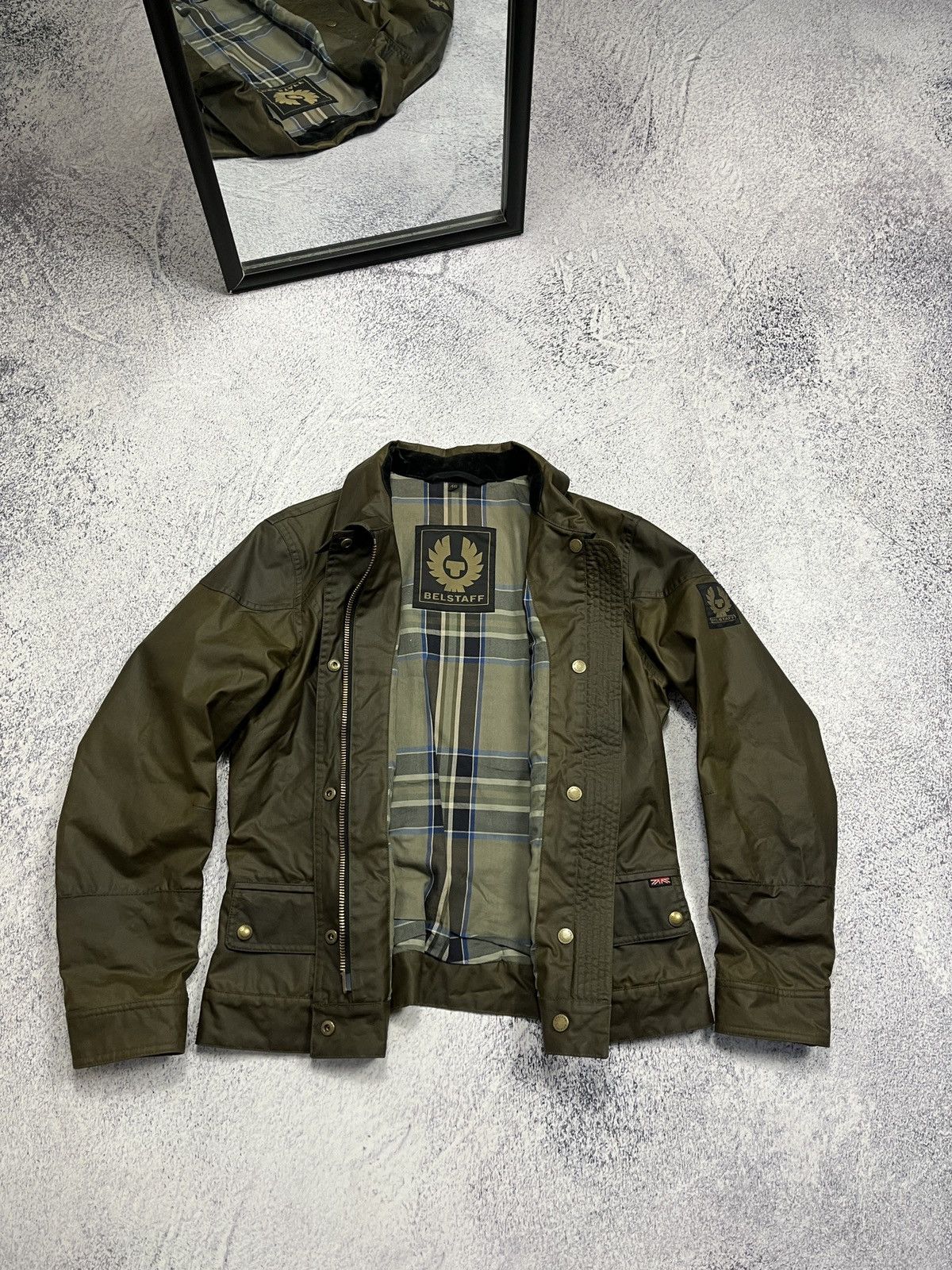 Belstaff × Vintage Belstaff Moto Waxed Women’s Plaid Jacket Cropped Biker Rare Size L / US 10 / IT 46 - 10 Thumbnail