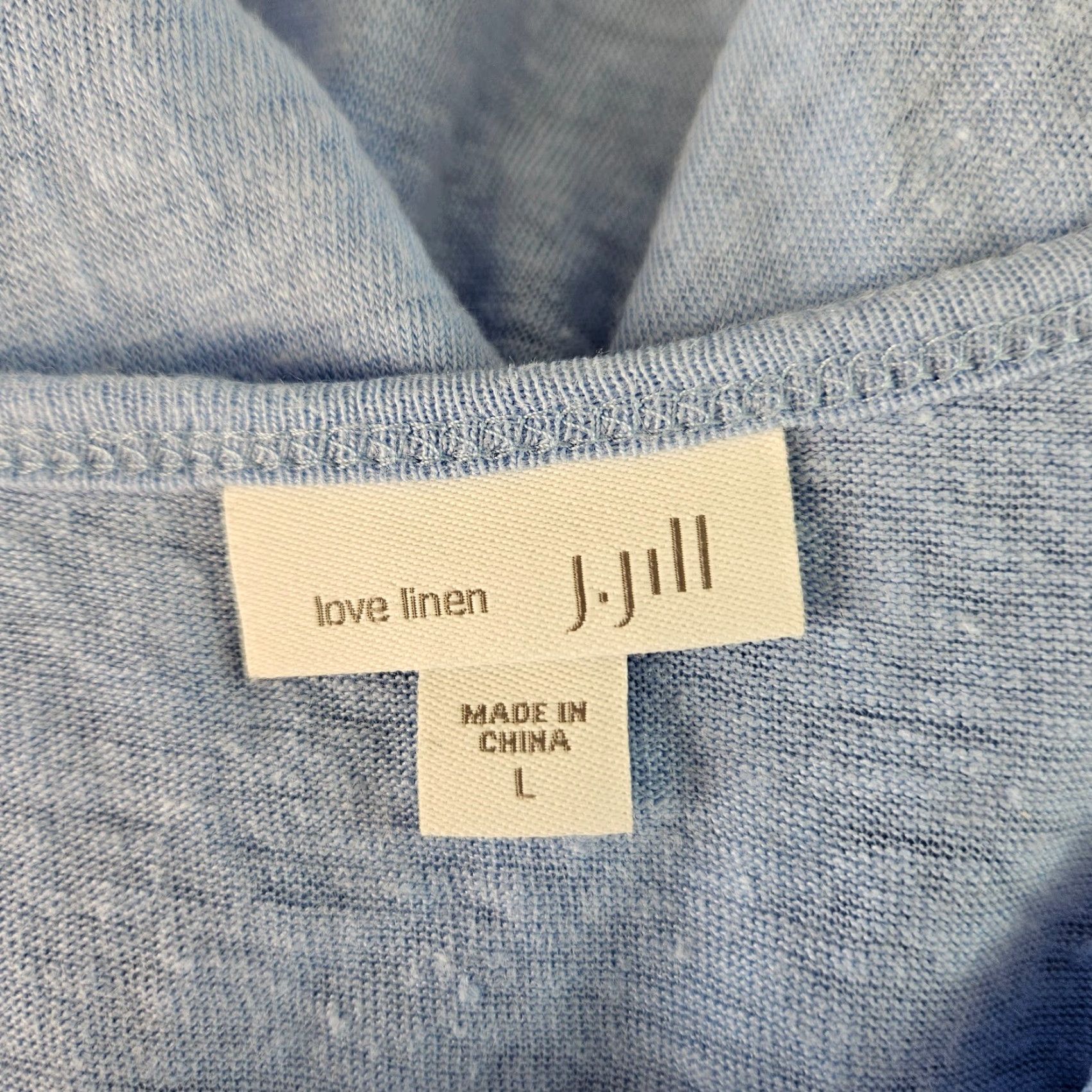 J. Jill J Jill Love Linen Womens Top L Blue 3/4 Sleeve Blouse Shirt Womens LS Large Linen Love Size L / US 10 / IT 46 - 6 Thumbnail