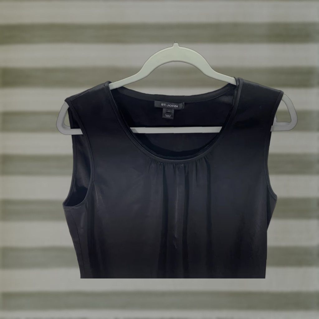 Vintage St John Tank Shirt Women Large Black Sleeveless Pullover Triacetate Stretch Tank Shirt Women Large Black Sleeveless Pullover 90s? Size L / US 10 / IT 46 - 1 Thumbnail
