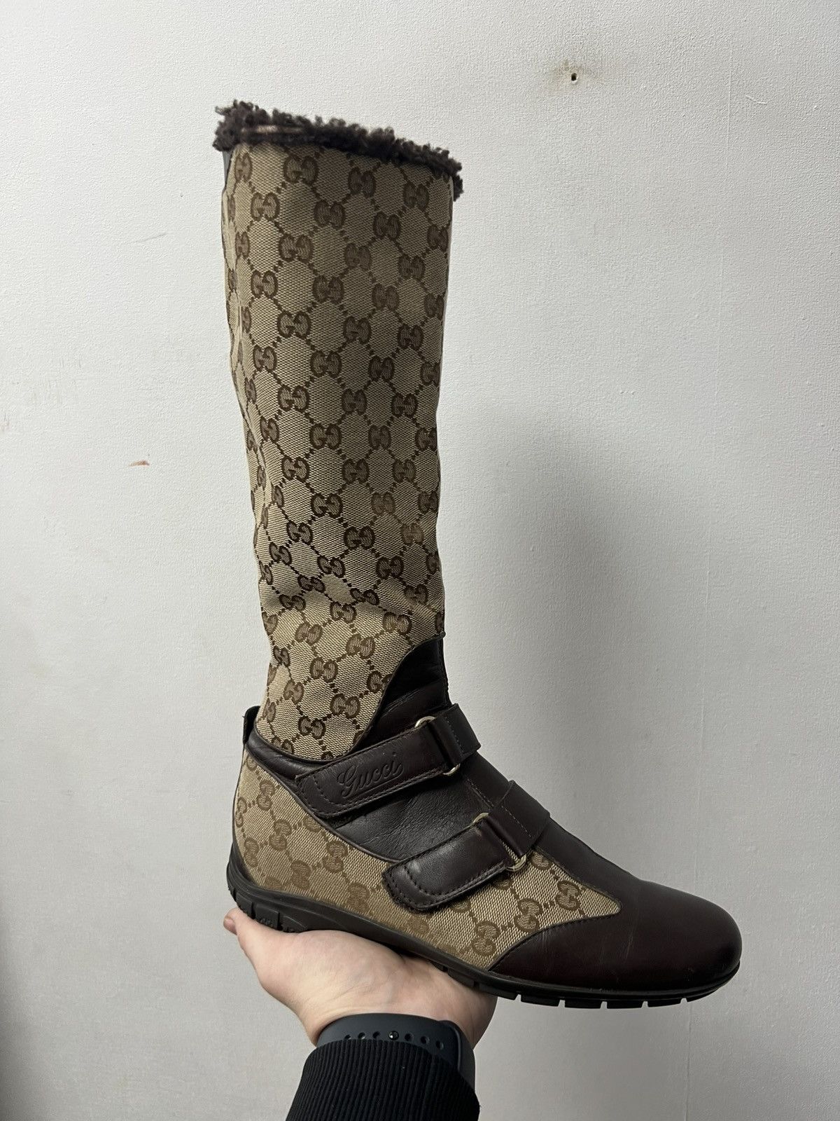 Gucci Vintage Boots Gucci Monogram Leather Luxury Size US 6.5 / IT 36.5 - 1 Thumbnail