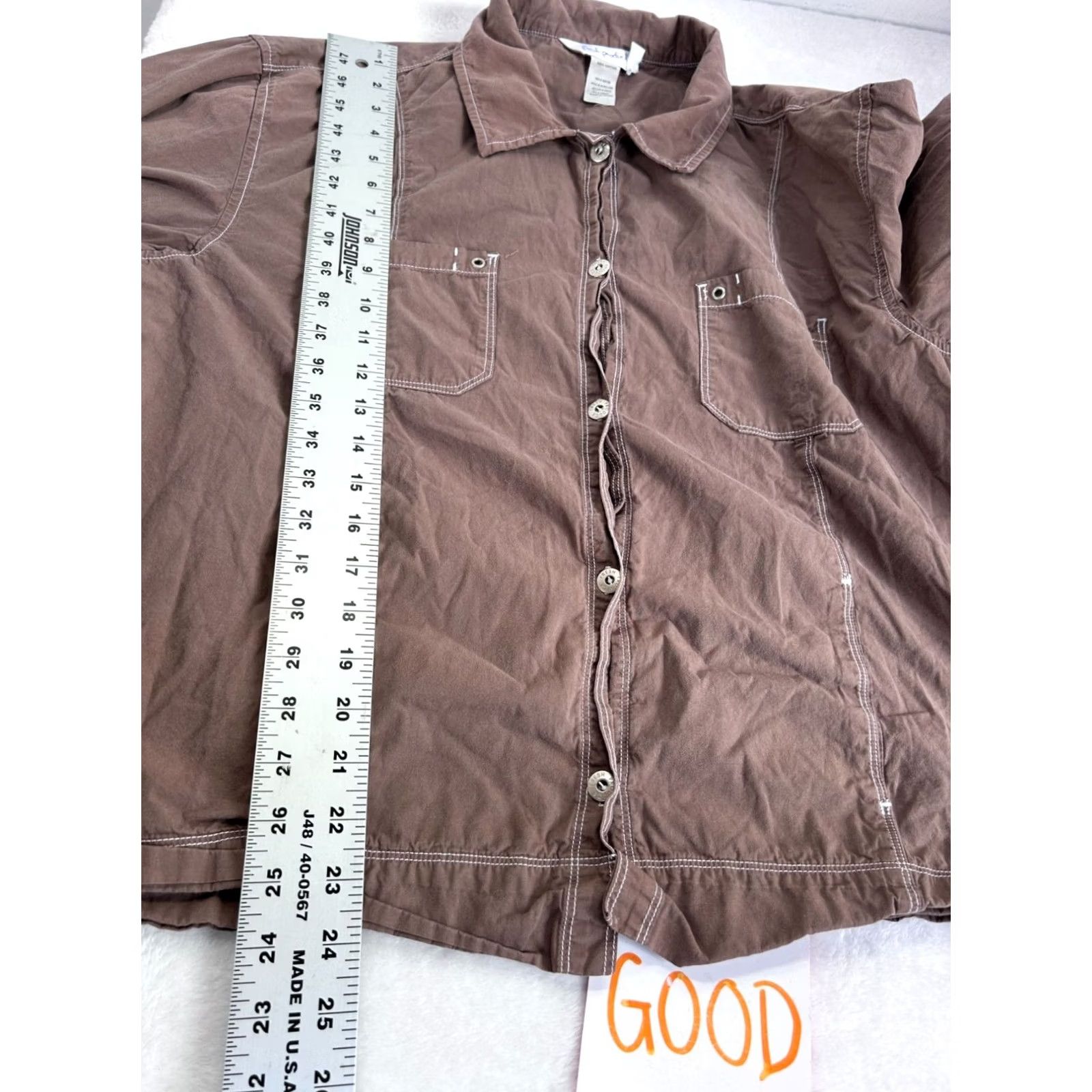 Vintage Fresh Produce Womens Button-Front Brown Jacket Size XXL Cotton Casual Lightweight Size XXL / US 16-18 / IT 52-54 - 8 Thumbnail