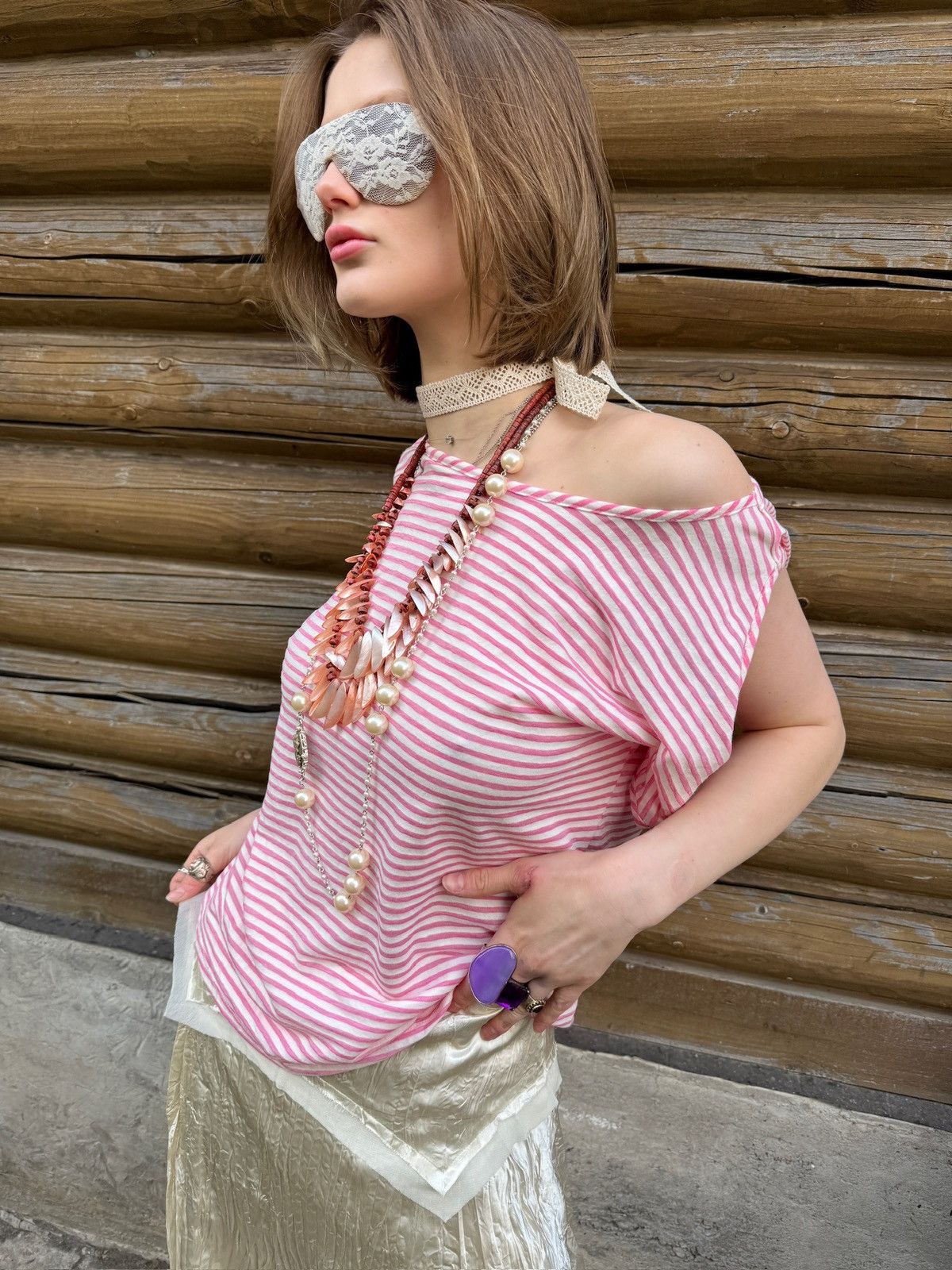 Vintage Vintage pink cotton one sleeved shirt Size S / US 4 / IT 40 - 2 Thumbnail