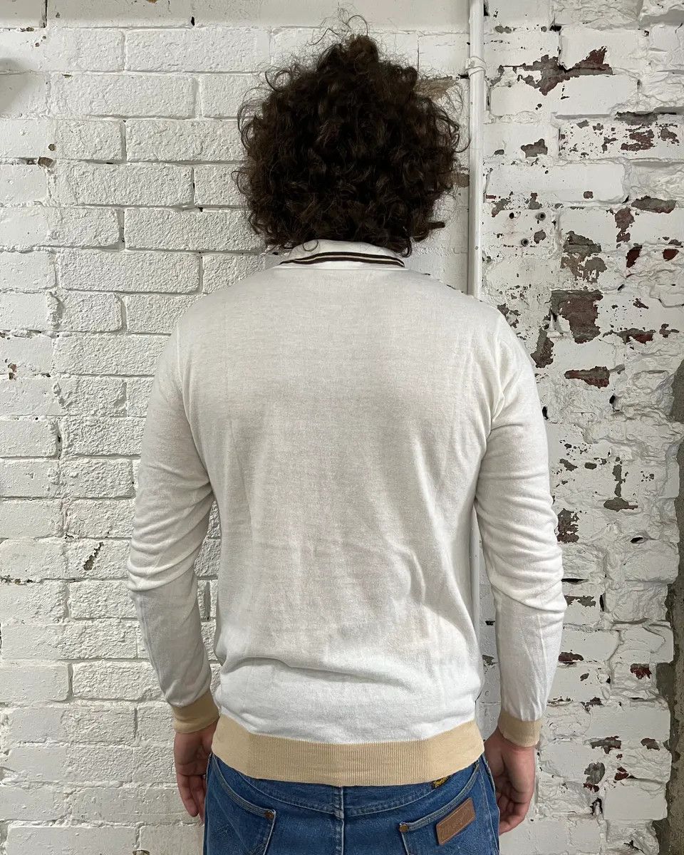 Dolce & Gabbana 2000s Dolce & Gabbana Beige & White Striped Polo Sweater Size US S / EU 44-46 / 1 - 3 Thumbnail