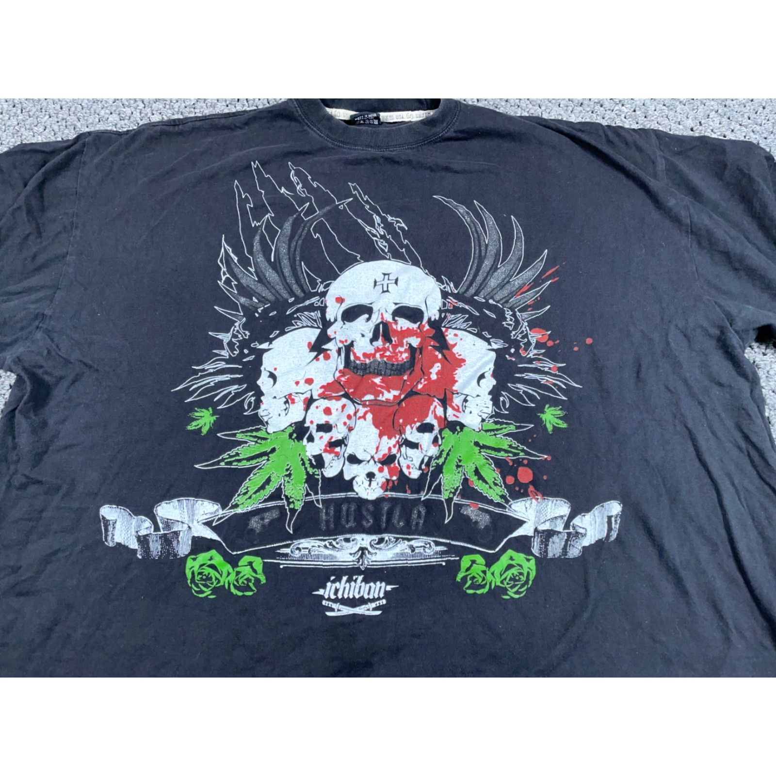 Vintage VINTAGE T-Shirt Skull Wings Print Adult 4XL Black Cotton Crew Neck Men Graphic 2000s Men’s Size US XXL / EU 58 / 5 - 4 Thumbnail