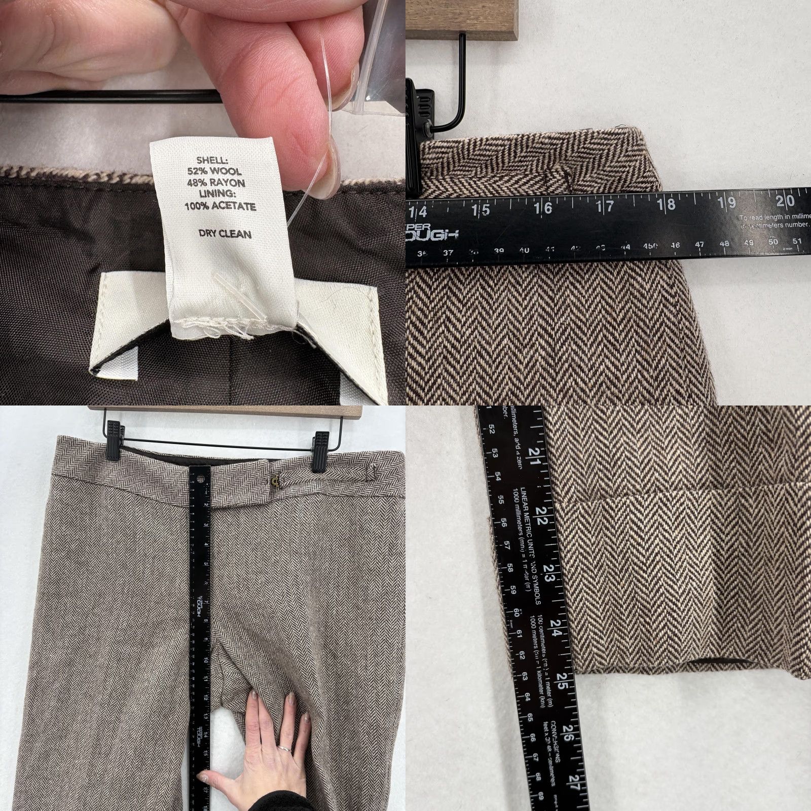 Ann Taylor Ann Taylor LOFT Marisa Cropped Dress Pants Womens 12 Brown Wool Herringbone Pants Dress Size 34" / US 12 / IT 48 - 8 Thumbnail