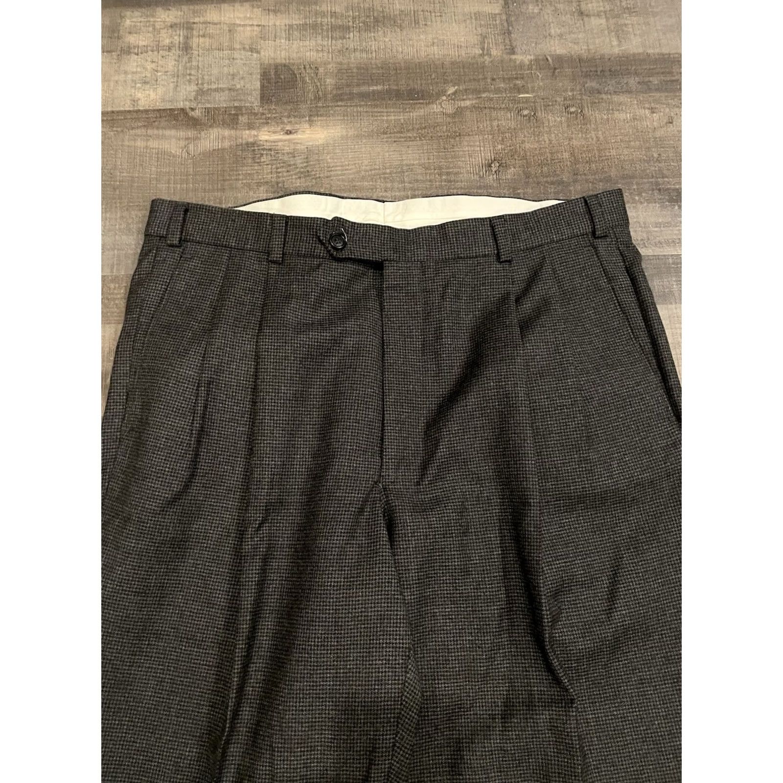 Brooks Brothers VINTAGE Brooks Brothers Pants Mens 36 Gray Wool Houndstooth Plaid Cuffed Dress Pants Regular Mens Size US 36 / EU 52 - 2 Thumbnail
