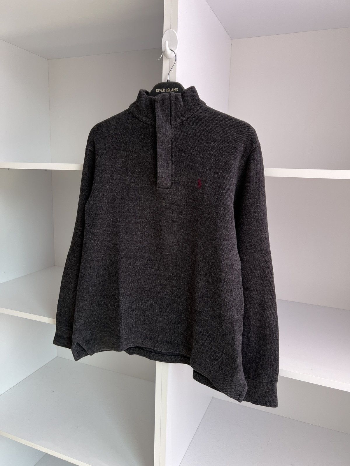 Polo Ralph Lauren × Vintage Vintage Polo Ralph Lauren Sweater Gray Knit Zip Logo Size US S / EU 44-46 / 1 - 6 Thumbnail