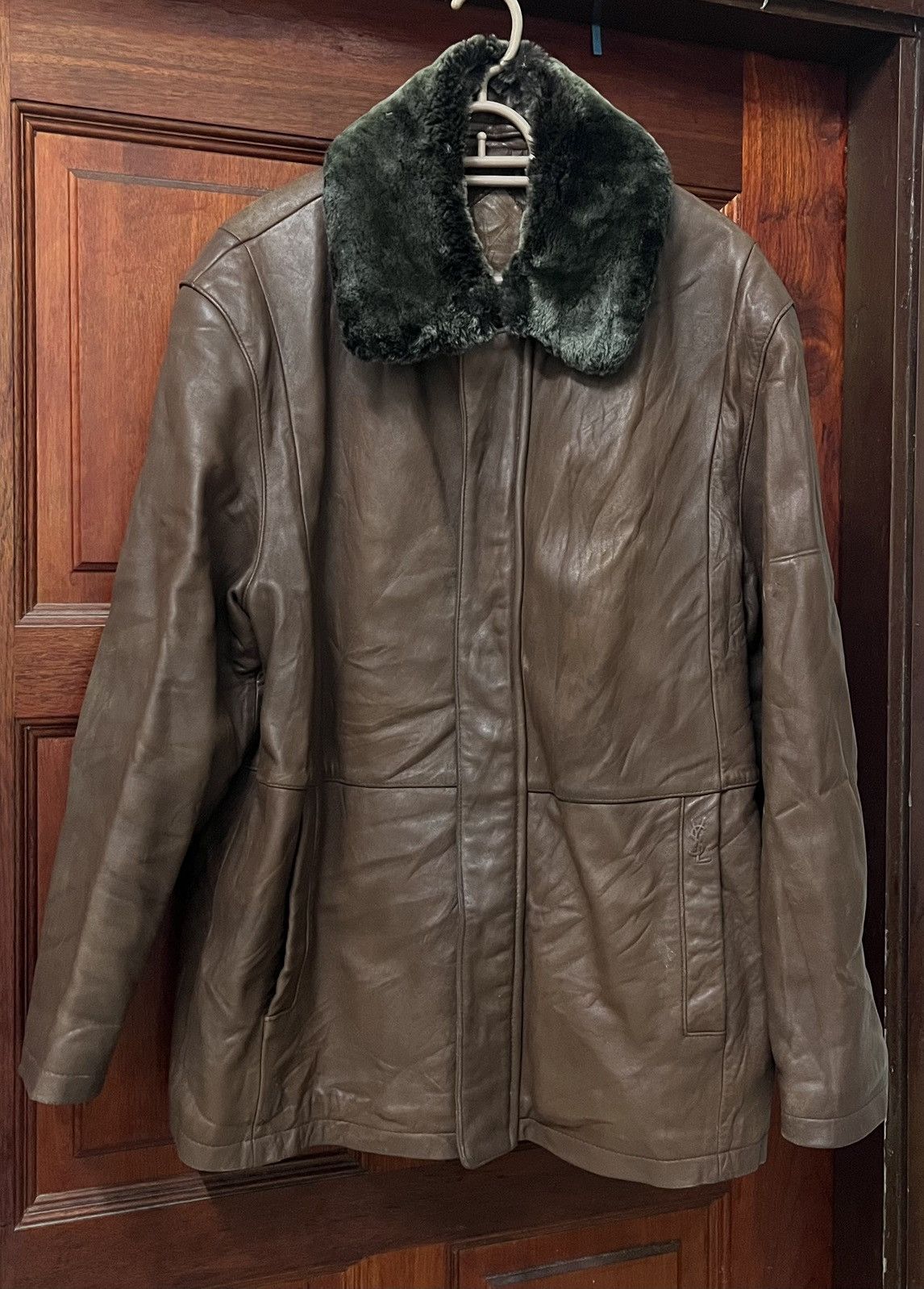 Yves Saint Laurent VTG Yves Saint Laurent Pour Homme Fur Collar Leather Jacket Size US L / EU 52-54 / 3 - 1 Thumbnail
