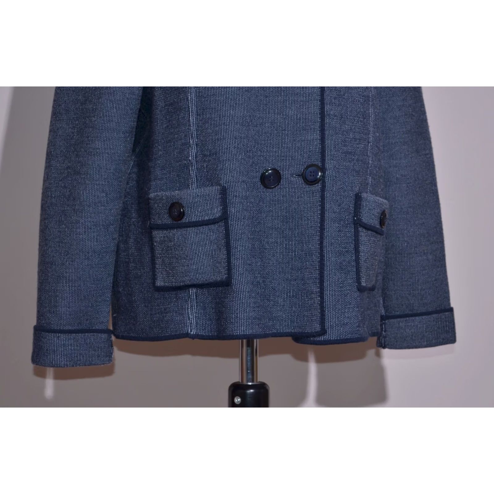 Saint James Saint James Mademoiselle Blue Wool Blend Knit Double Breasted Jacket UK18 D44 Size XXL / US 16-18 / IT 52-54 - 3 Thumbnail