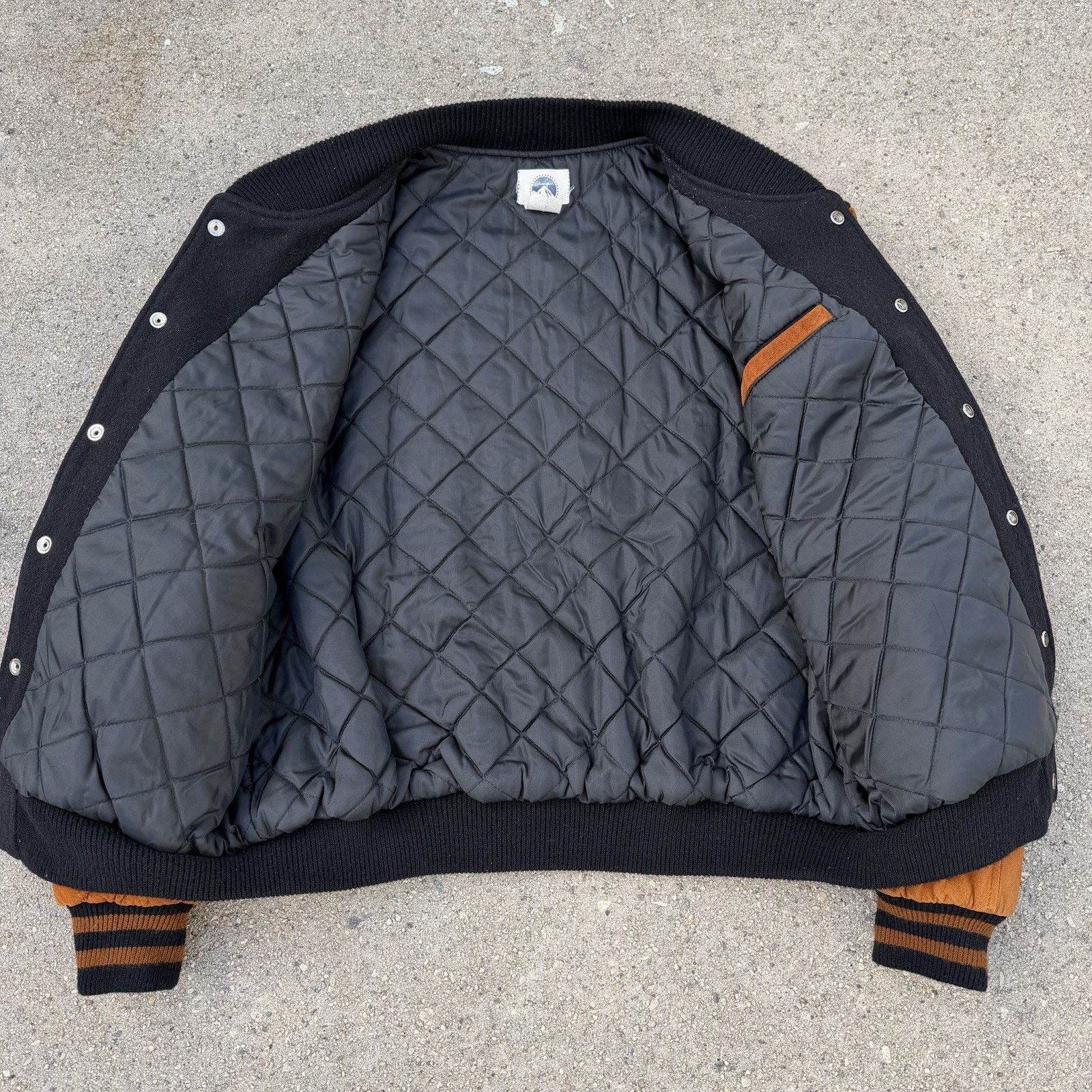 Leather × Vintage Vintage 90s Paramount Pictures Suede Leather Varsity Jacket Size US XL / EU 56 / 4 - 3 Thumbnail