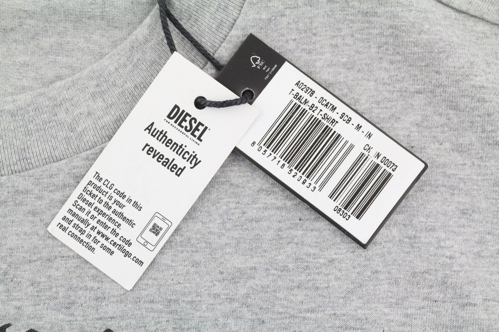 Diesel T-BALM-B2 M Grey Melange Patterned T-Shirt 84103 Size US M / EU 48-50 / 2 - 8 Thumbnail