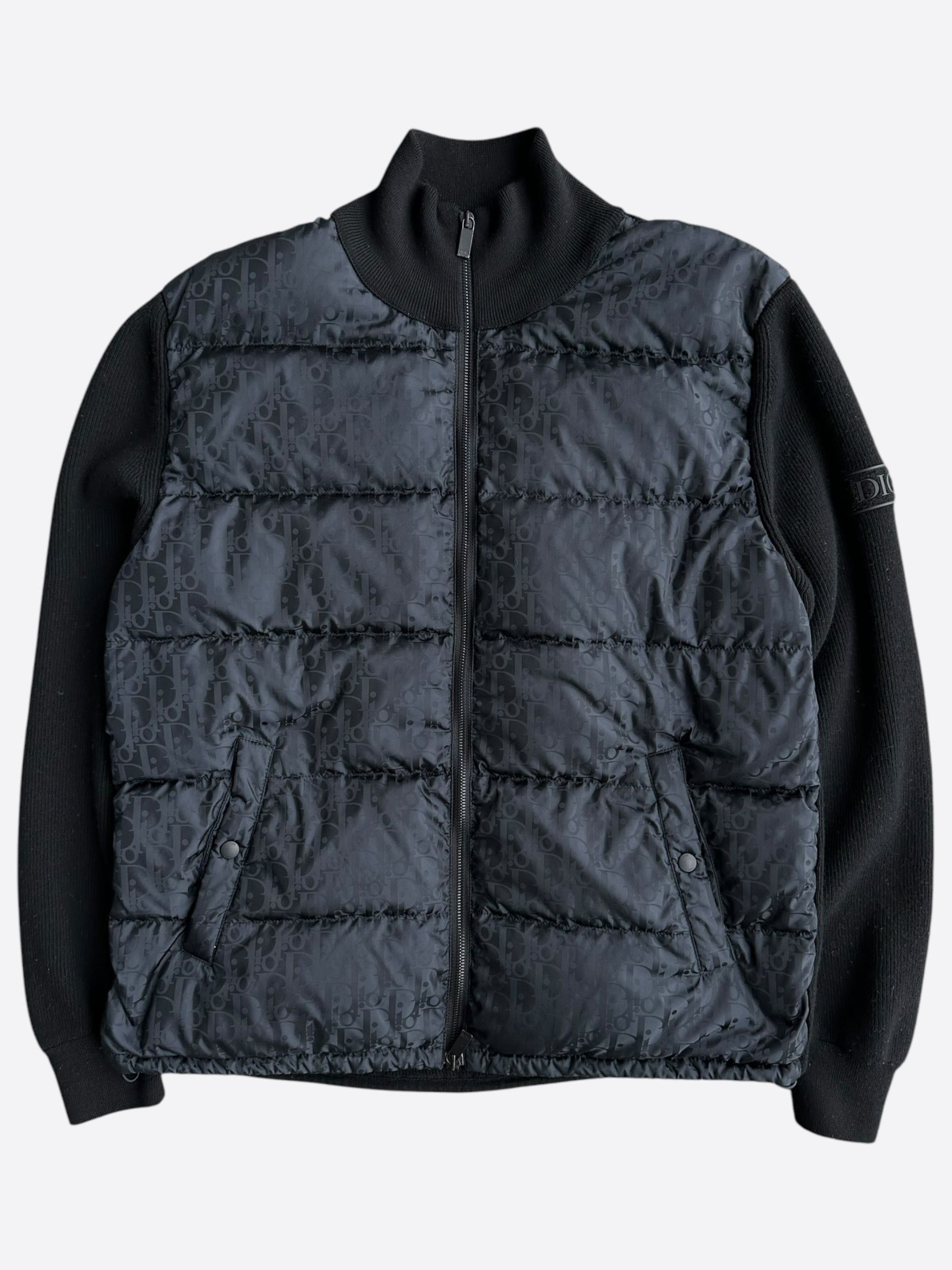 Dior Dior Black Oblique Knit Puffer Jacket Size US L / EU 52-54 / 3 - 1 Thumbnail