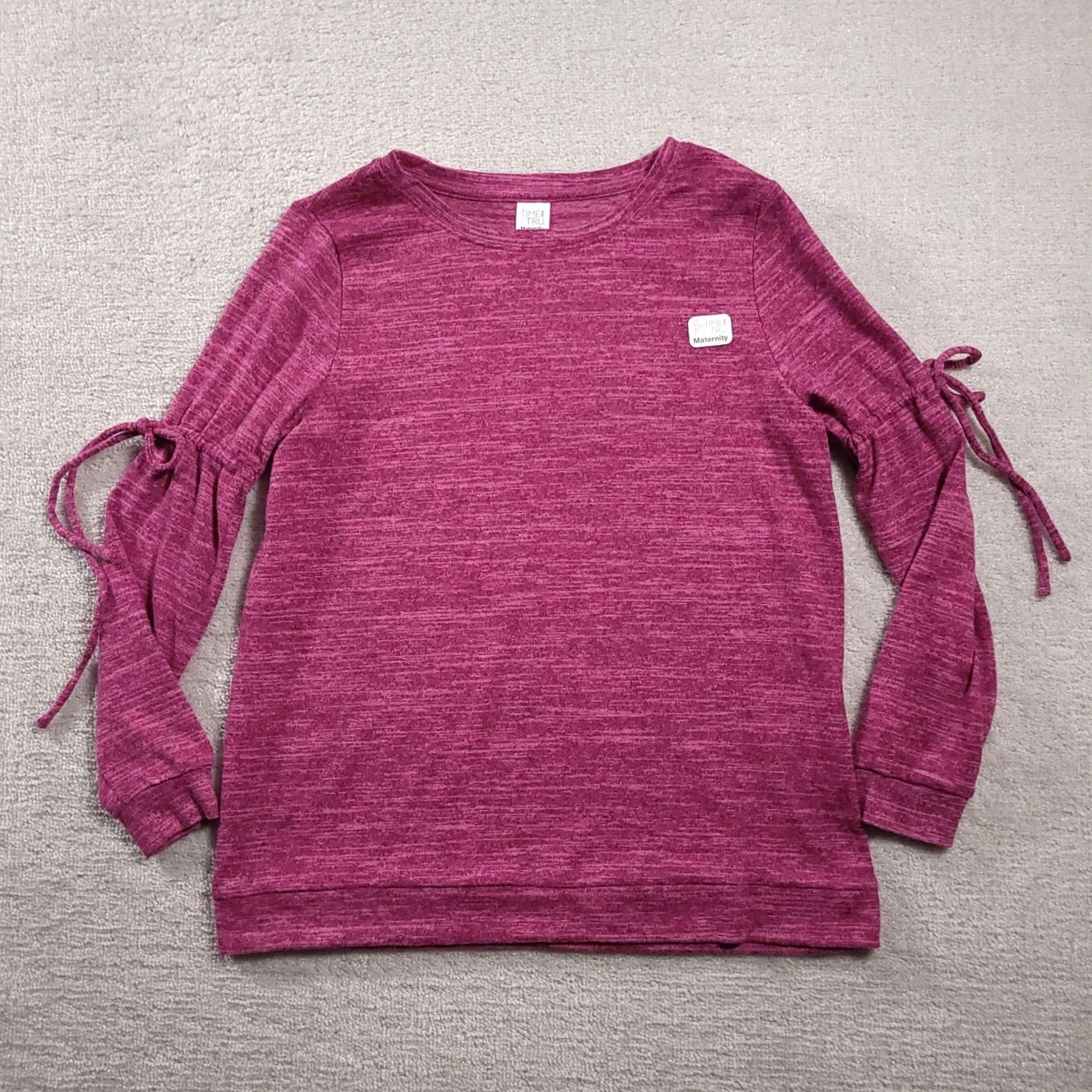 Vintage Time and Tru Tee Long Sleeve Maternity M(8-10) Heathered Pink Sleeve Tie Women Size M / US 6-8 / IT 42-44 - 2 Thumbnail