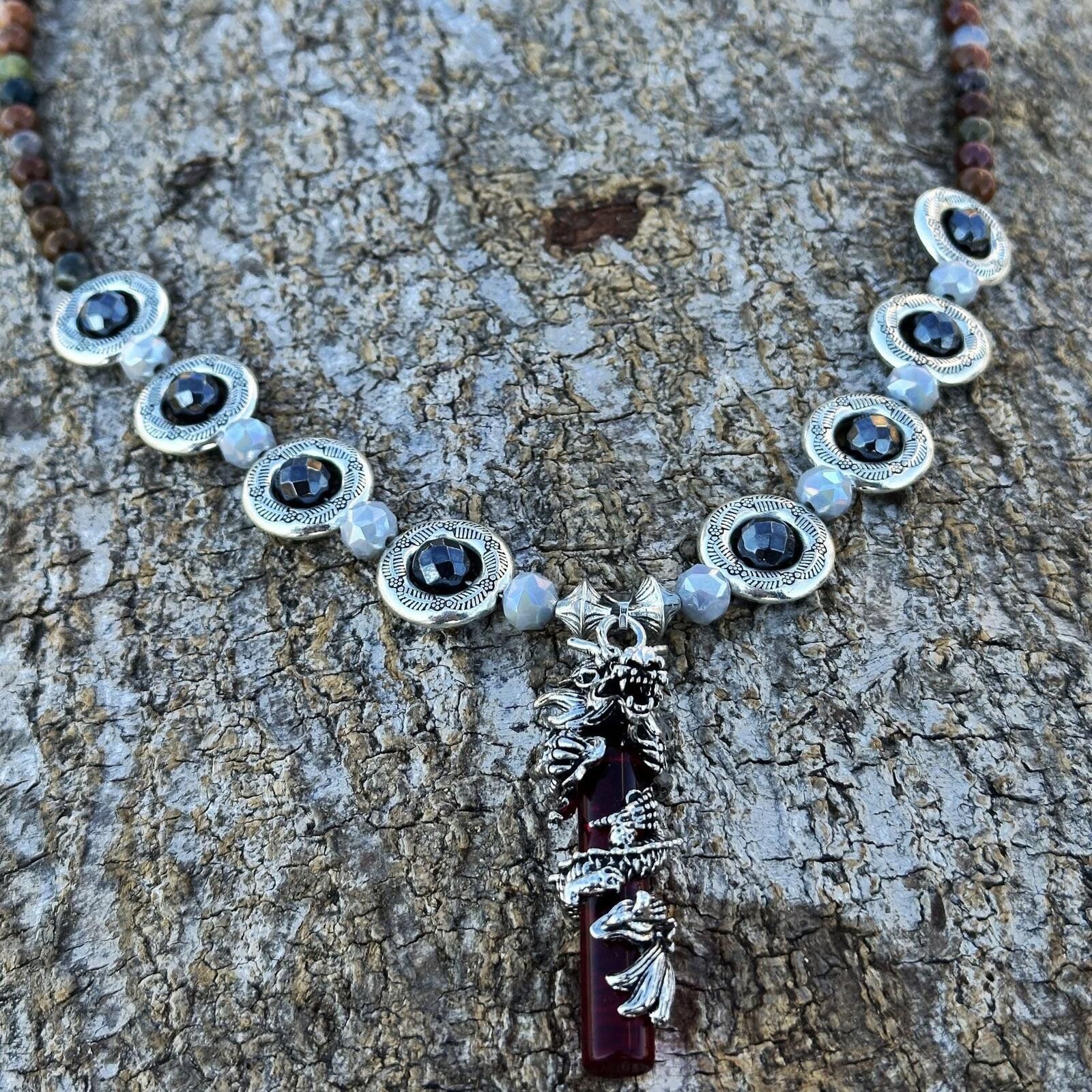 Jewelry Dragon Bead Strand Necklace | Tibetan Vintage Mixed Material Size ONE SIZE - 4 Thumbnail