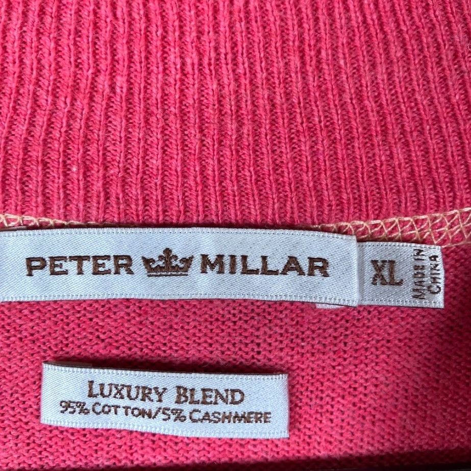 Peter Millar Peter Millar Sweatshirt Men Pink Beige 1/4 Zip Pullover Cashmere Blend XL Pullover Knit Sweater Solid V-Neck Size US XL / EU 56 / 4 - 6 Thumbnail
