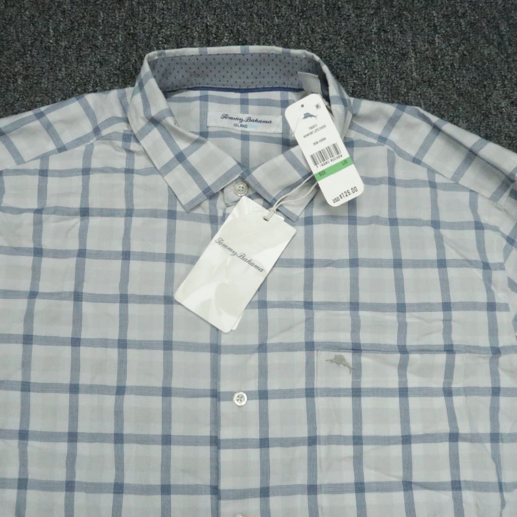 Tommy Bahama VINTAGE Tommy Bahama Shirt Mens Large Blue Gray Plaid Newport Loto Check NWT Size US L / EU 52-54 / 3 - 2 Thumbnail