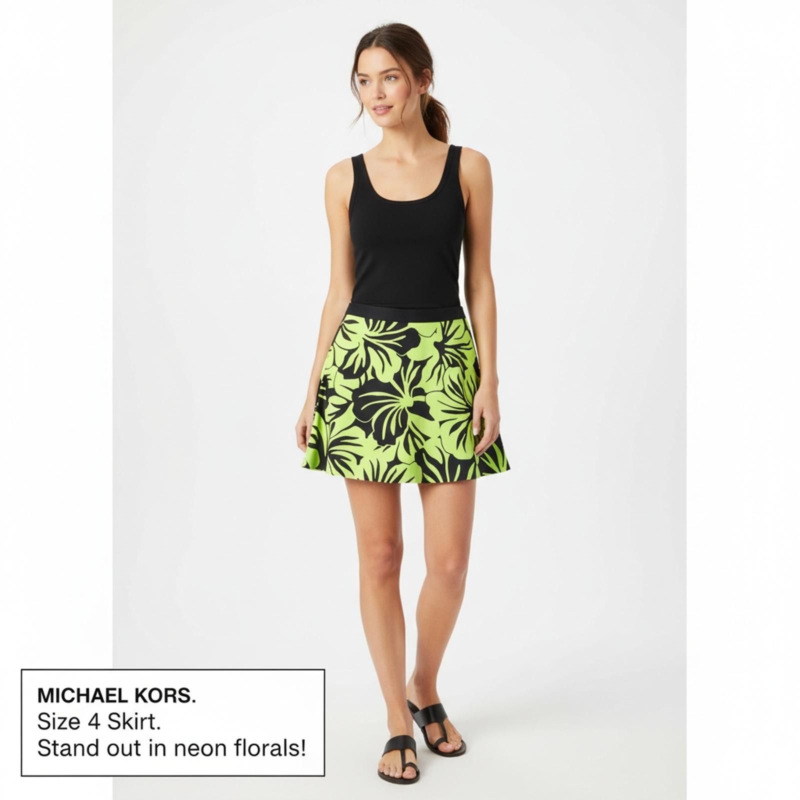 Michael Kors Michael Kors Neon Floral Tropicana Skirt Size 4 Size 27" / US 4 / IT 40 - 2 Thumbnail