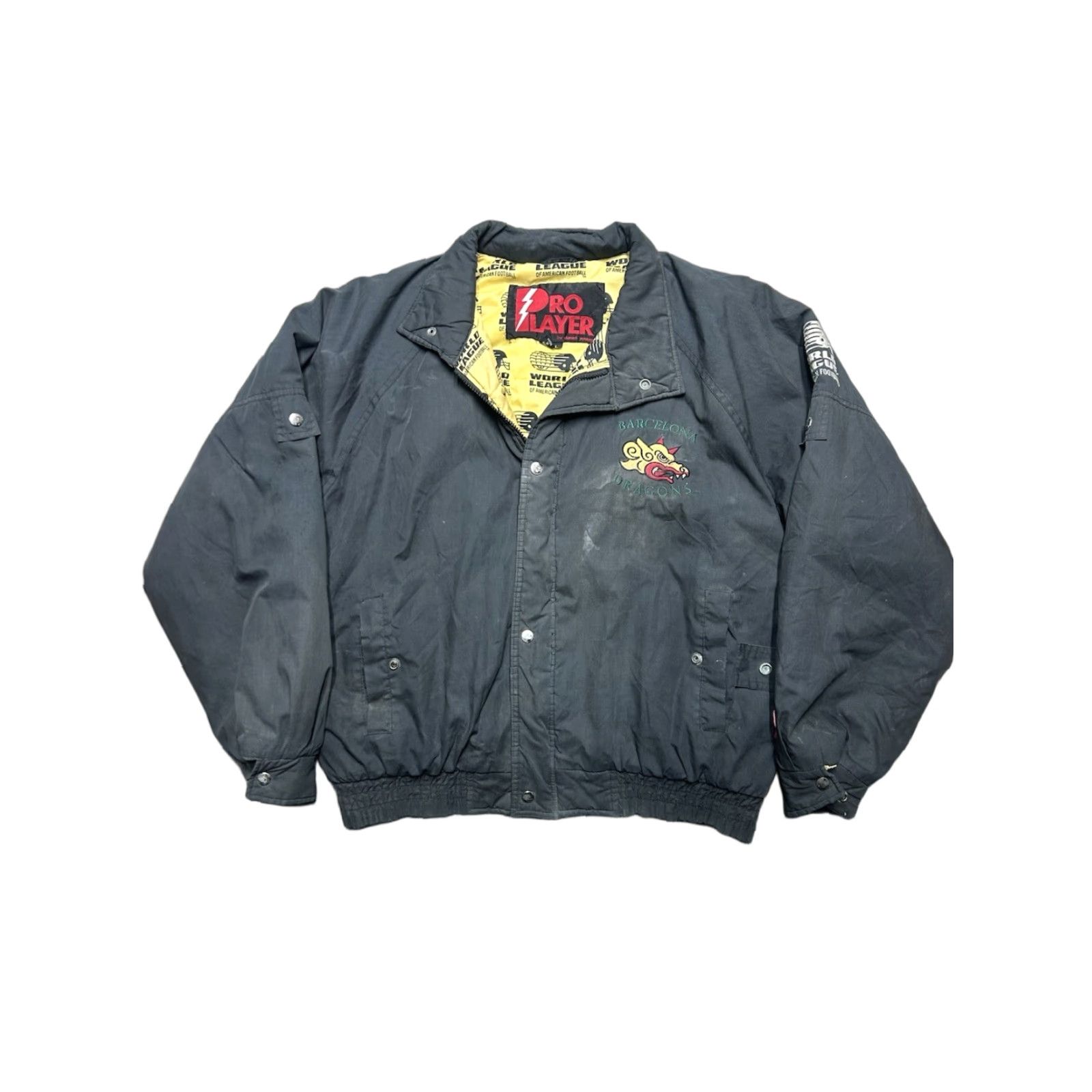 Pro Player VINTAGE Pro-player Puffer Jacket Barcslona Dragons distressed AS IS RARE large Size US L / EU 52-54 / 3 - 1 Thumbnail