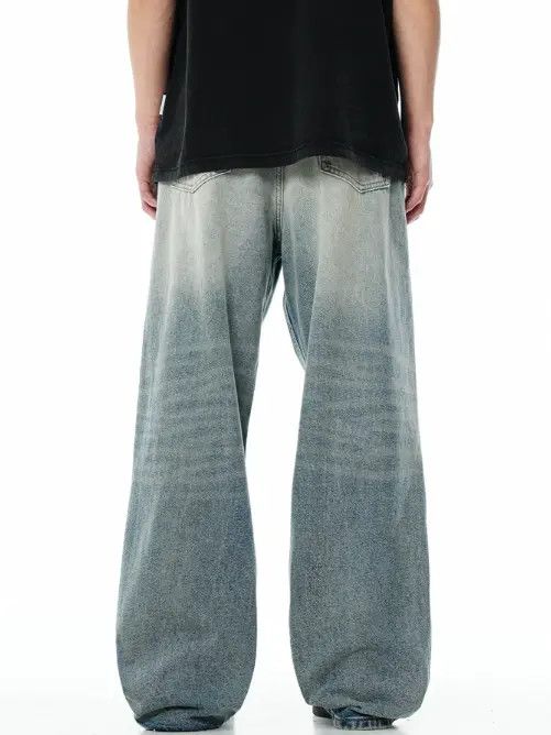 Japanese Brand Men's vintage wide-leg blue washed ripped jeans Size US 32 / EU 48 - 4 Thumbnail