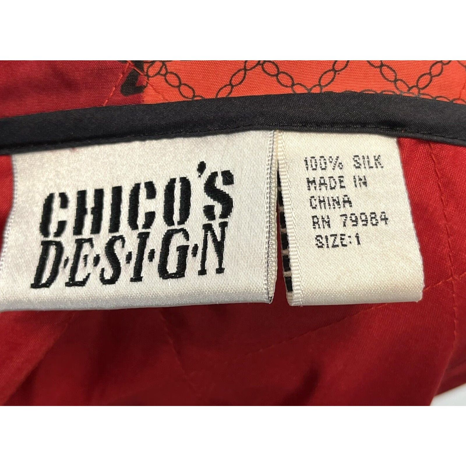 Vintage VINTAGE Chico's Designs Silk Jacket Women's Red Full Button Long Sleeve Art Geometric Pattern Medium Size M / US 6-8 / IT 42-44 - 5 Thumbnail