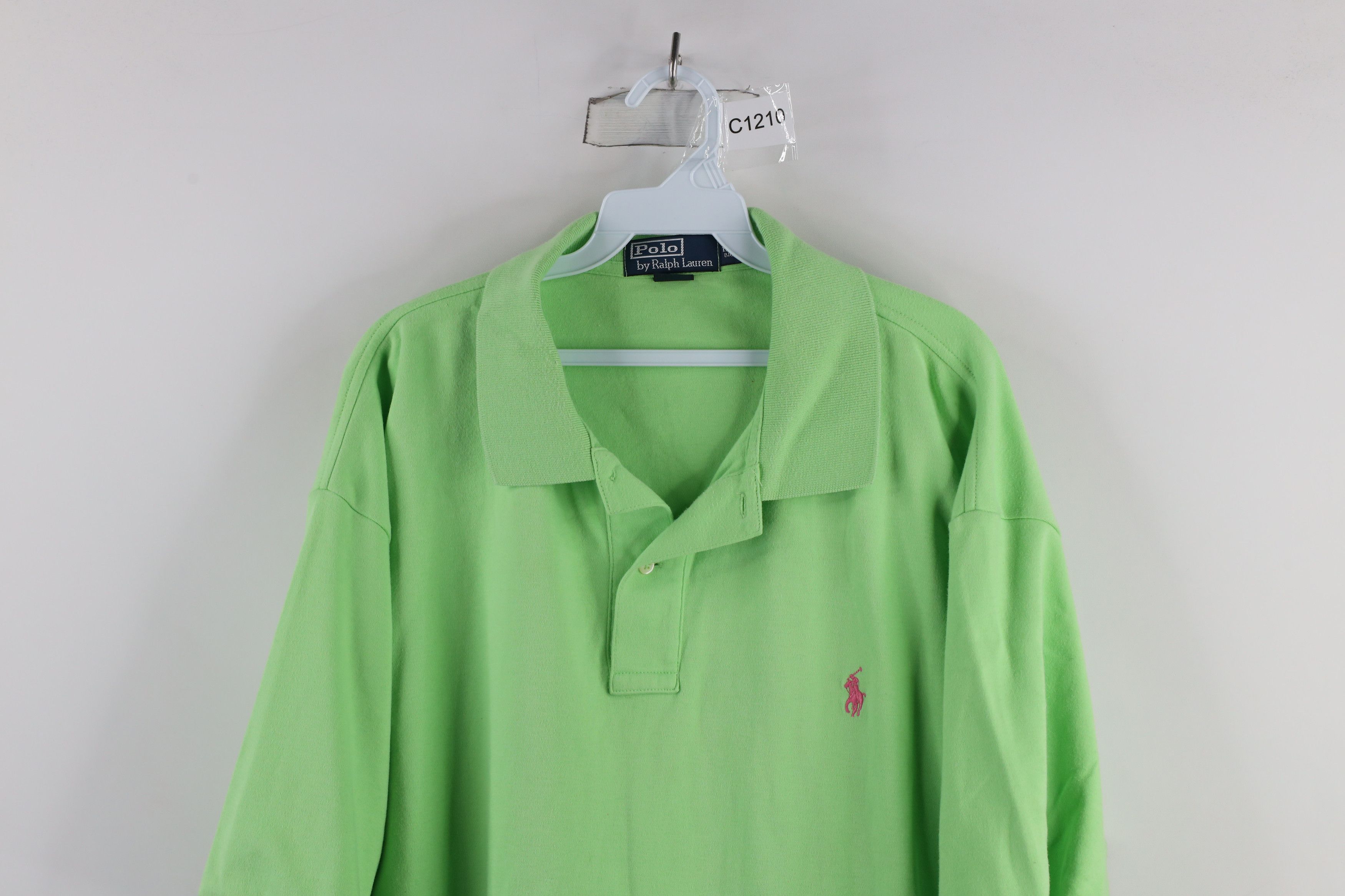 Ralph Lauren × Vintage Vintage 90s Ralph Lauren Collared Polo Shirt Lime Green Size US XXL / EU 58 / 5 - 2 Thumbnail