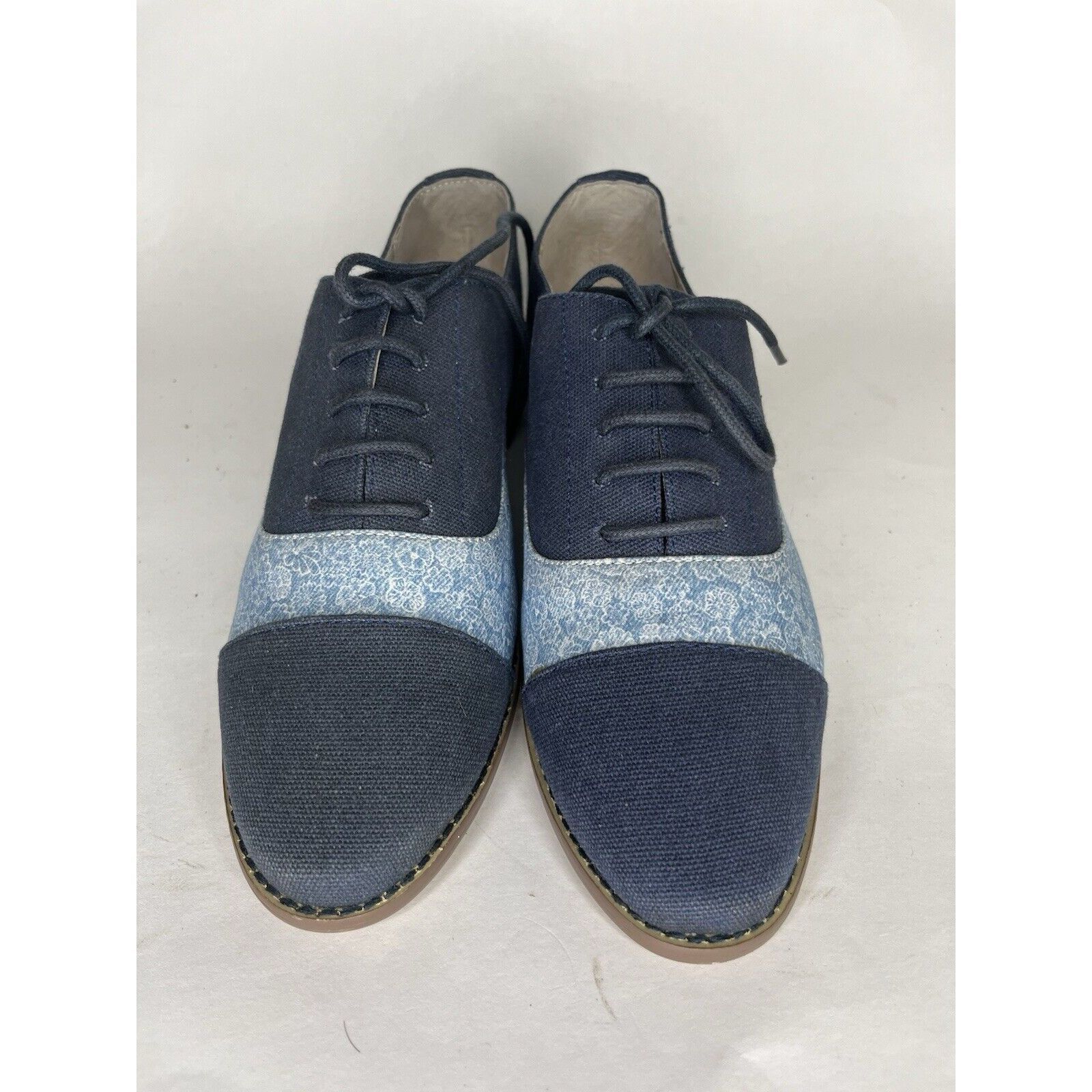 Other Marais USA Shoes Blue Floral Canvas Cap Toe Lace Up Oxfords Size US 8 / IT 38 - 2 Thumbnail