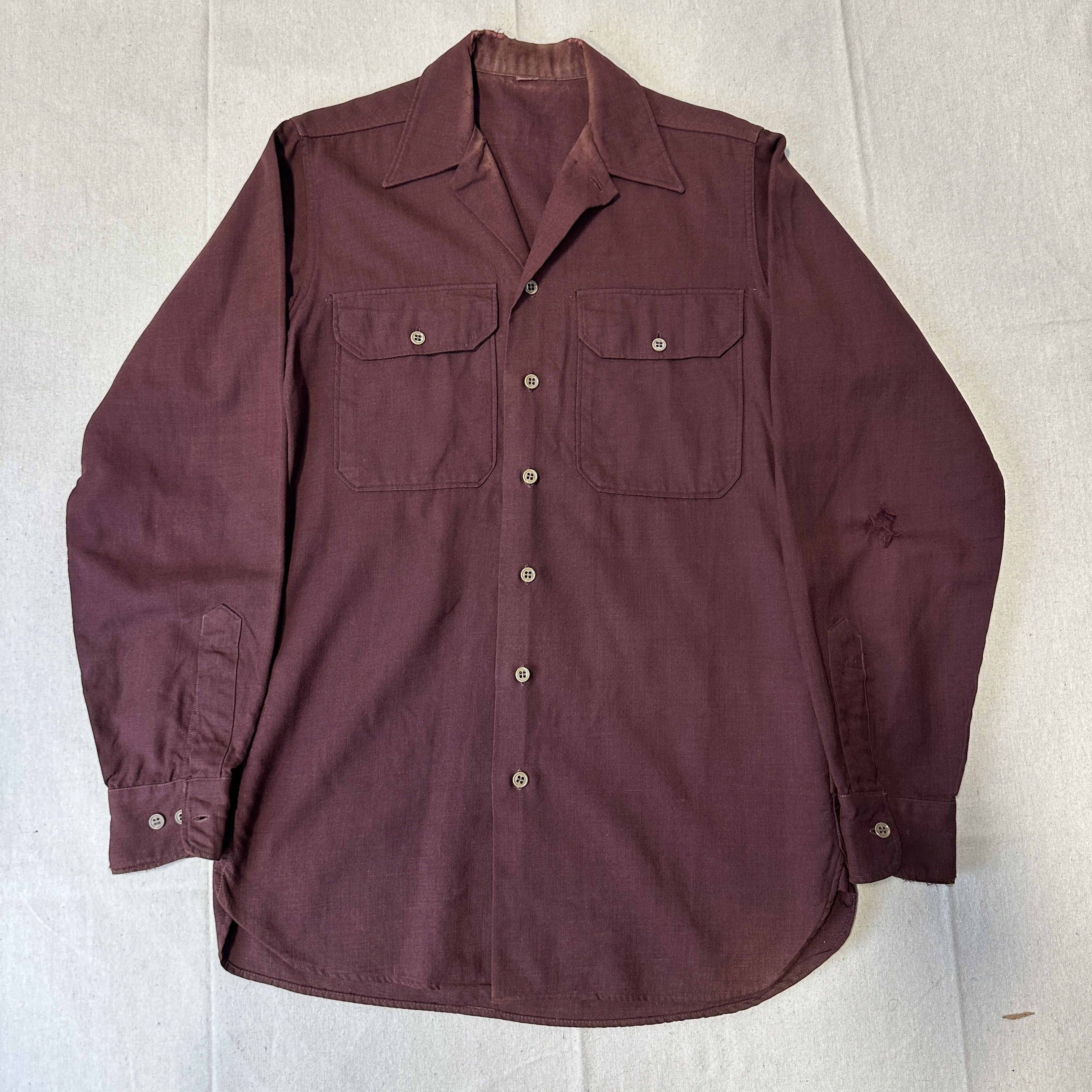 Other Vintage Burgundy Gabardine Gusset Work Shirt Size L 40s Size US L / EU 52-54 / 3 - 1 Thumbnail