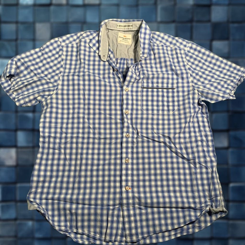 Tommy Bahama Tommy Bahama Shirt Mens M Blue White Plaid Short Sleeve Pocket Button-Down Casual Size US M / EU 48-50 / 2 - 1 Thumbnail