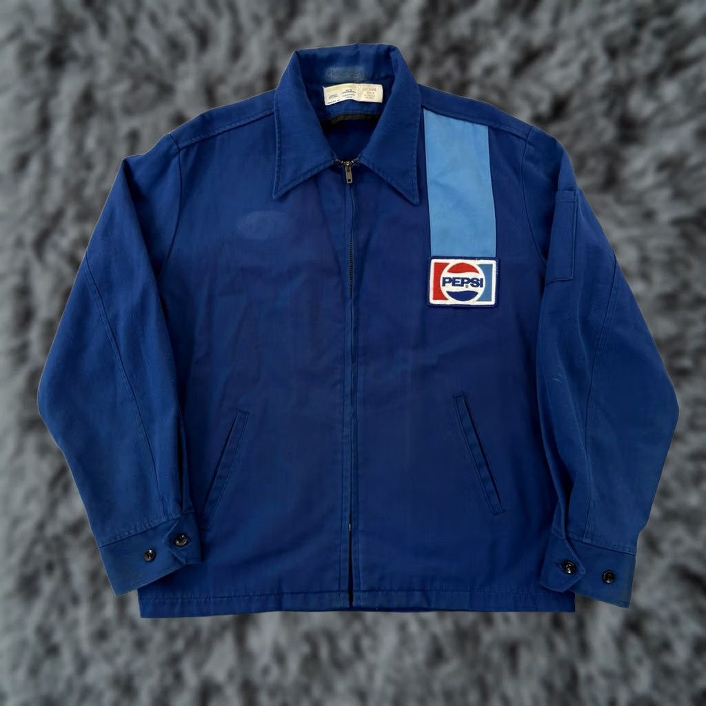 Vintage VINTAGE Pepsi Jacket Mens M Blue 70s Delivery Driver Employee Coat Workwear Bomber Jacket Full Zip Cotton Blend Canvas Logo Zipper Mid-Length Size US M / EU 48-50 / 2 - 1 Thumbnail