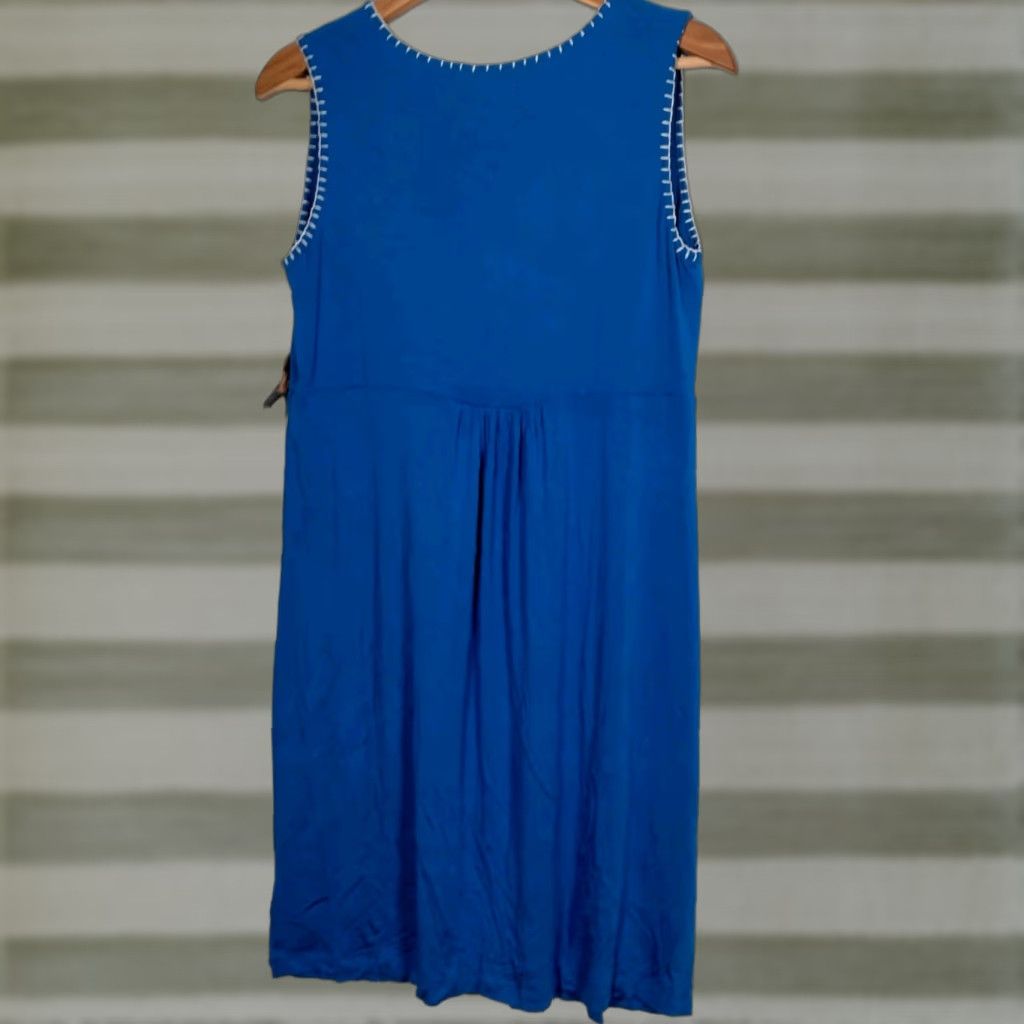 Vintage VINTAGE Riders by Lee Dress M Sleeveless Royal Blue Embroidered Floral Knit Boho Hippie Casual Sundress Womens Gene Size M / US 6-8 / IT 42-44 - 1 Thumbnail