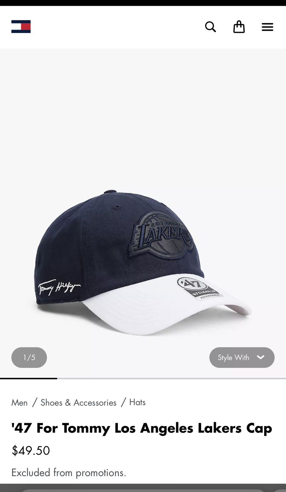 47 Brand × Tommy Hilfiger '47 For Tommy Los Angeles Lakers Cap Size ONE SIZE - 7 Thumbnail