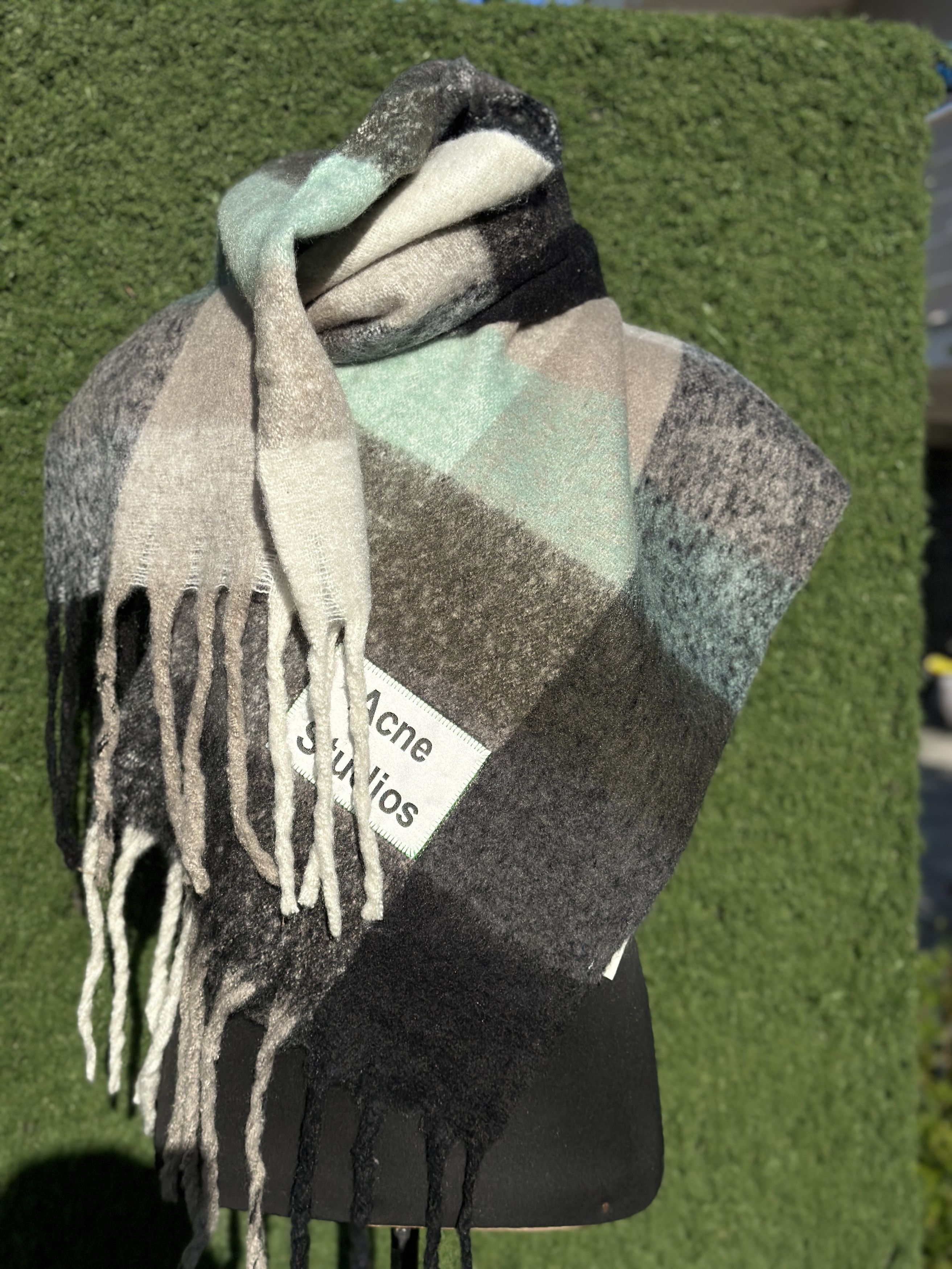 Acne Studios Acne Studios Wool Blend Check Scarf Gray Large 250x 35 cm Size ONE SIZE - 7 Thumbnail