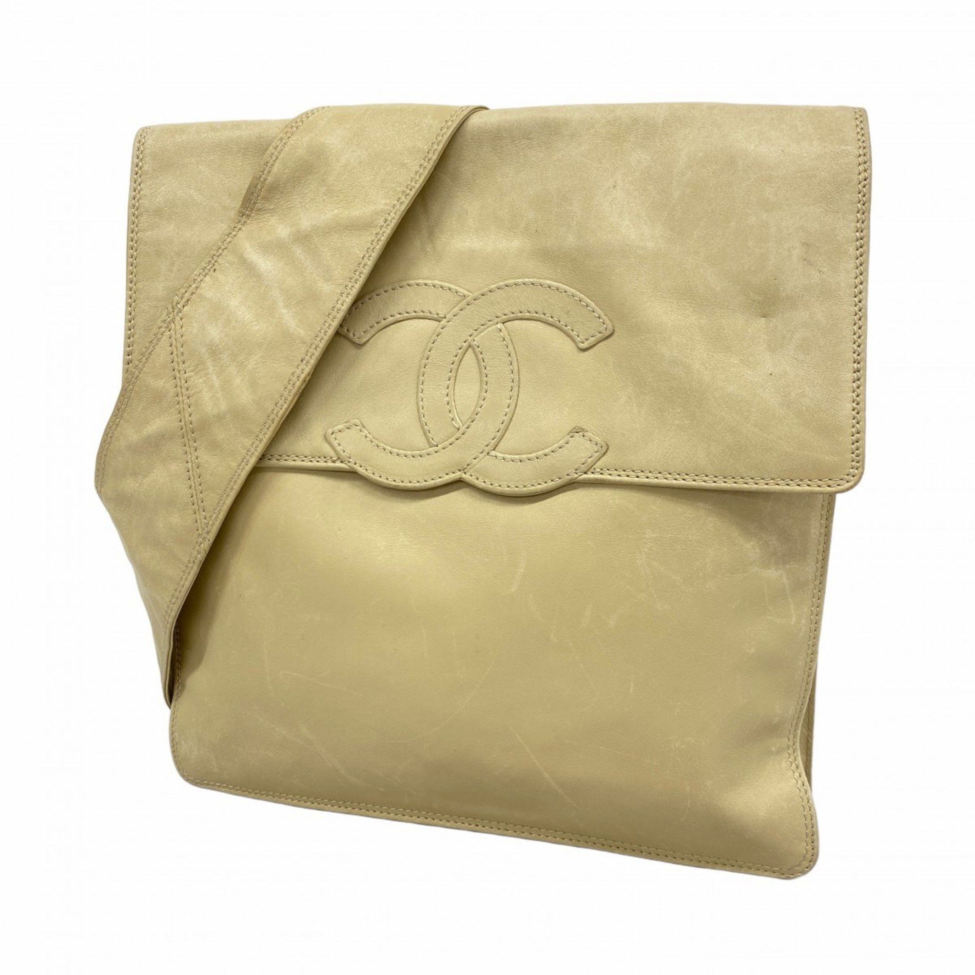 Chanel Shoulder Bag, Lambskin, Beige, Women's