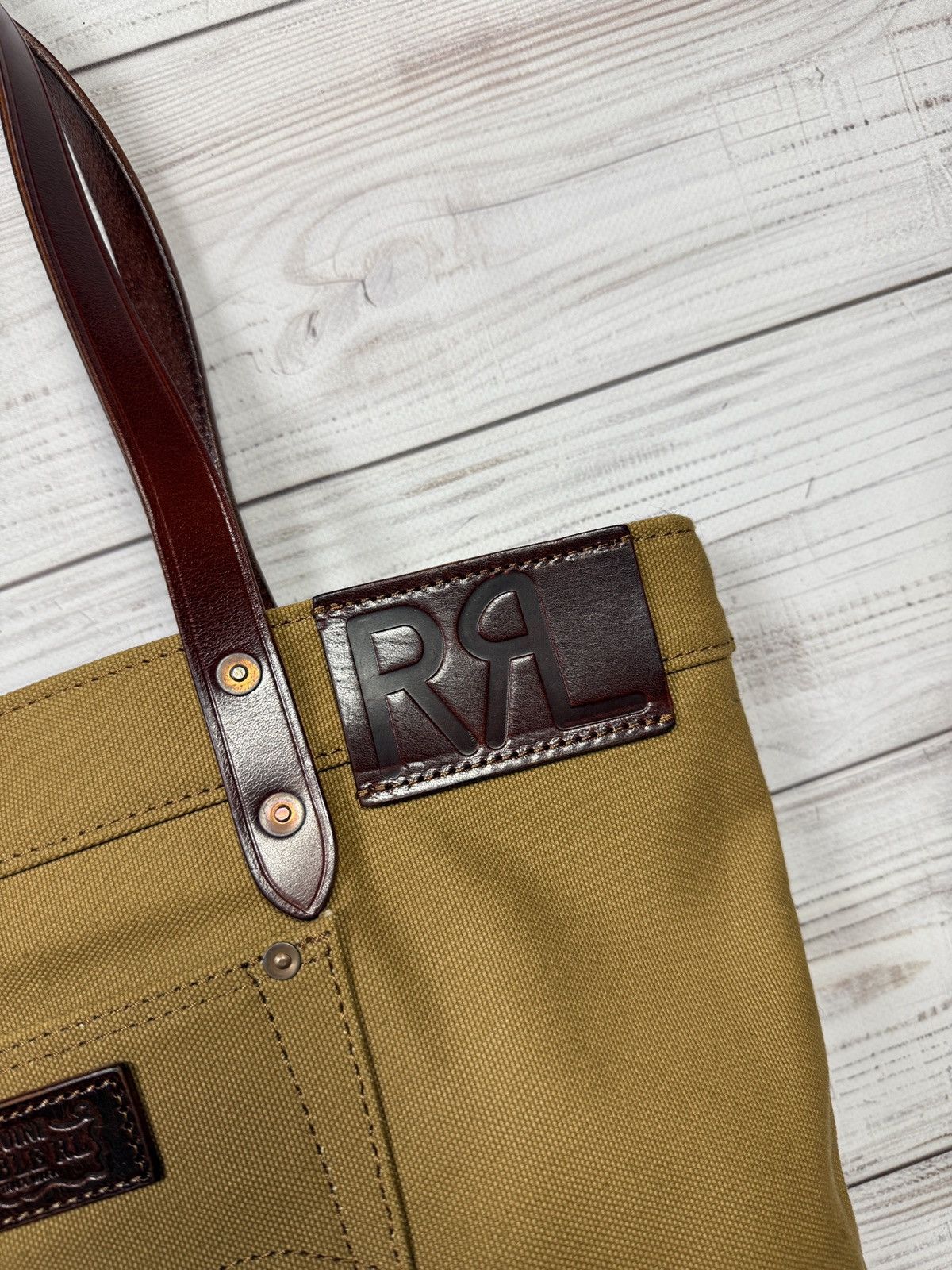 RRL Ralph Lauren RRL Double RL Canvas/Leather Tote Bag Size ONE SIZE - 4 Thumbnail