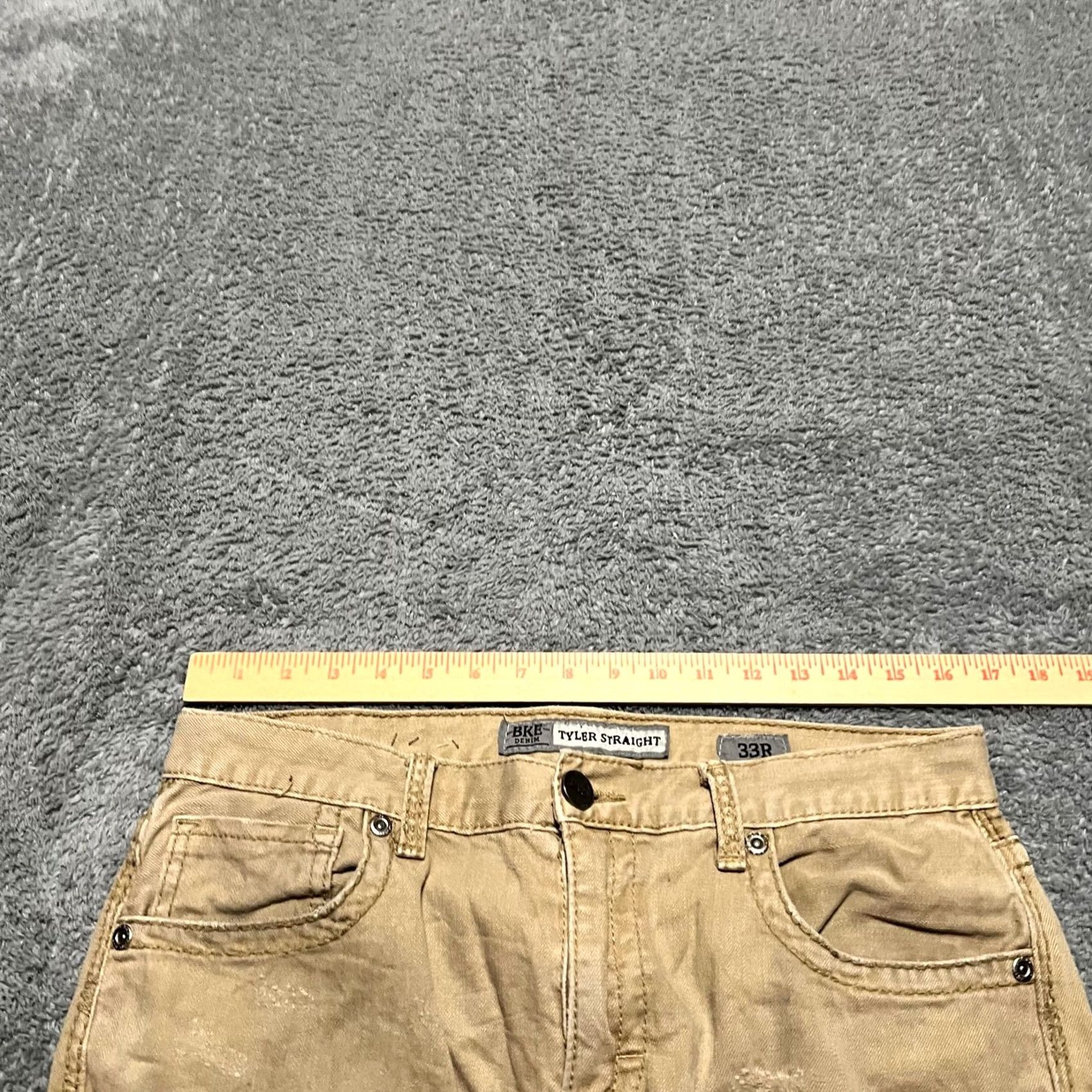 BKE BKE Jeans Tyler Straight Buckle Chino Pants 33x30 Mens Khaki Tan Buckle Pants Size US 33 - 7 Thumbnail