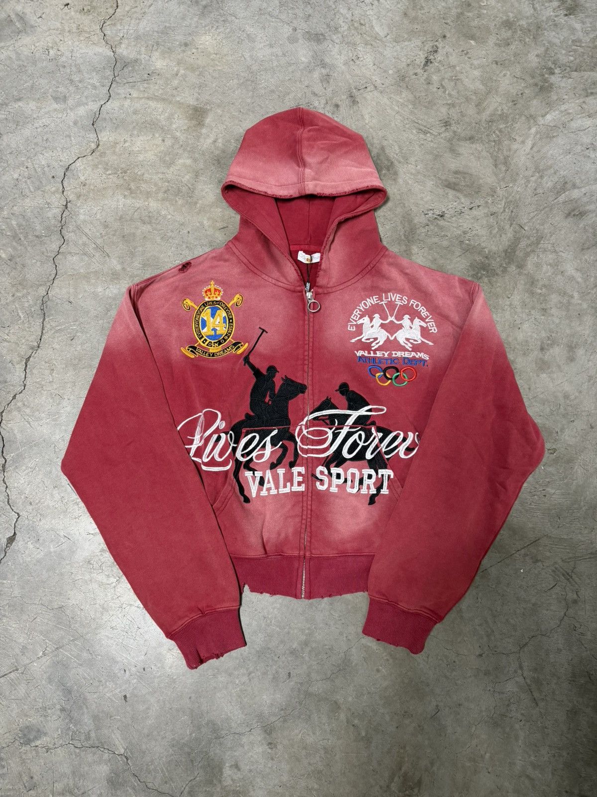 Vale Vale Forever Rockefeller Zip Up Red Hoodie Size US M / EU 48-50 / 2 - 1 Thumbnail