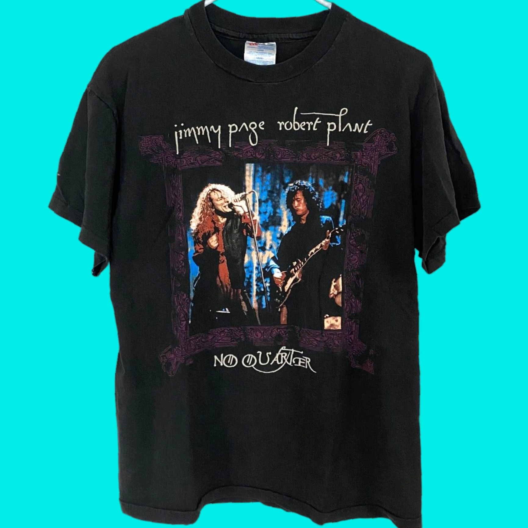Vintage VINTAGE Jimmy Page Robert Plant No Quarter World Tour T Shirt Mens Large L Black 1995 90s Music Rock Tour Mens Tshirt Vintage Double-Sided Size US L / EU 52-54 / 3 - 1 Thumbnail