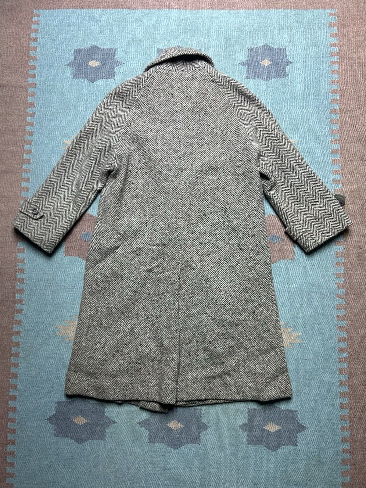 Vintage Kashmoor wool trench coat double breasted herringbone 16.5 Size L / US 10 / IT 46 - 7 Thumbnail